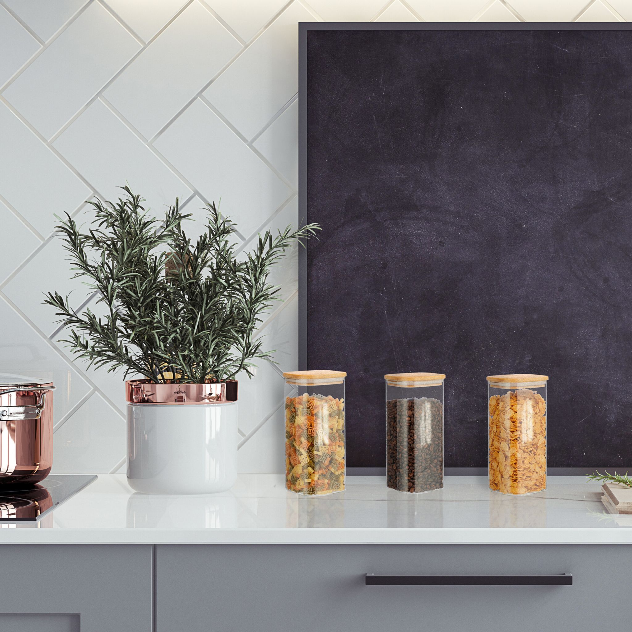 Vorratsgläser mit Deckel 1500ml 3er-Set Hellbraun-Transparent