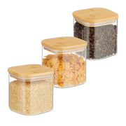 Vorratsgläser mit Deckel 600ml 3er-Set Hellbraun-Transparent