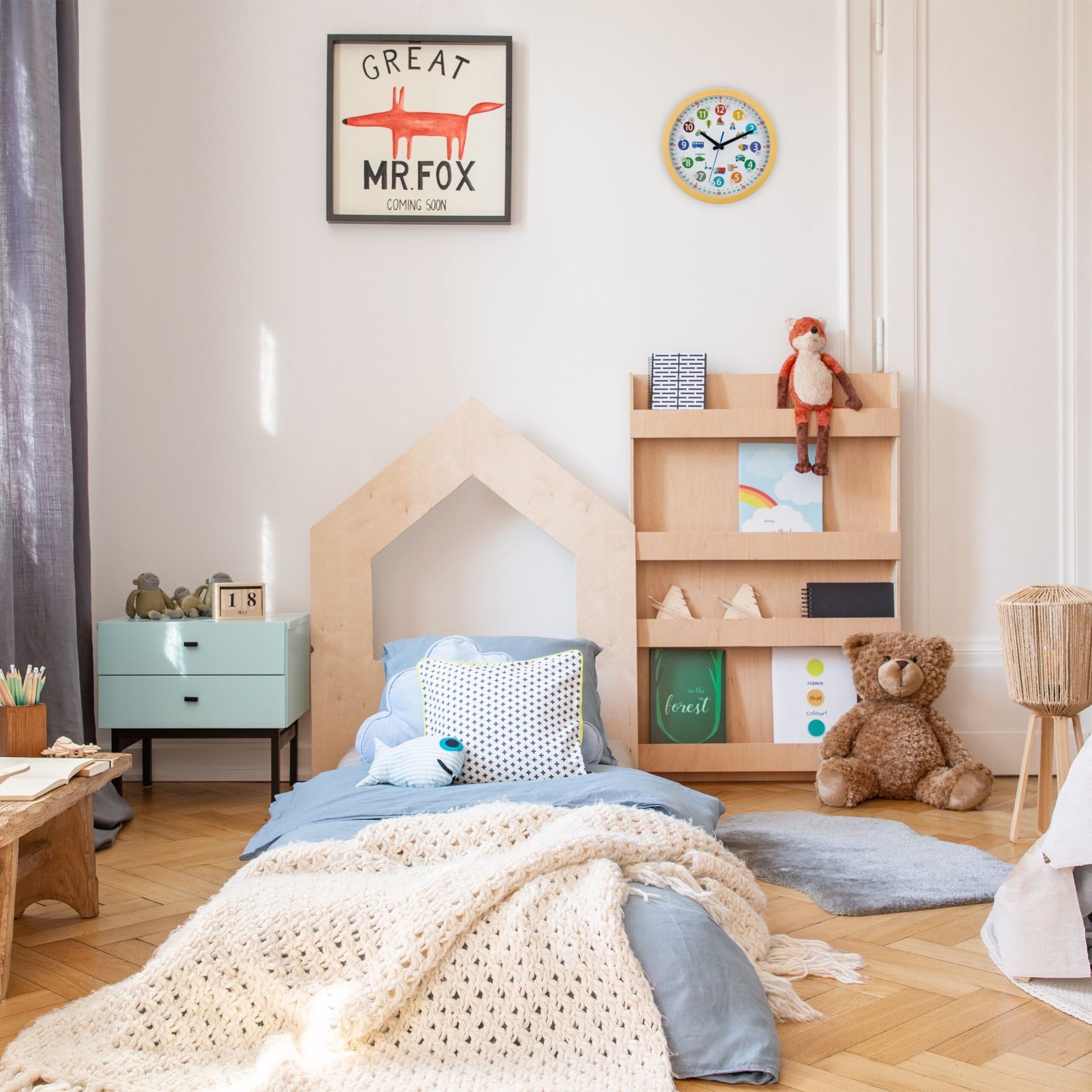 Wanduhr für Kinder Fahrzeuge Weiss-Hellbraun-Schwarz von Relaxdays