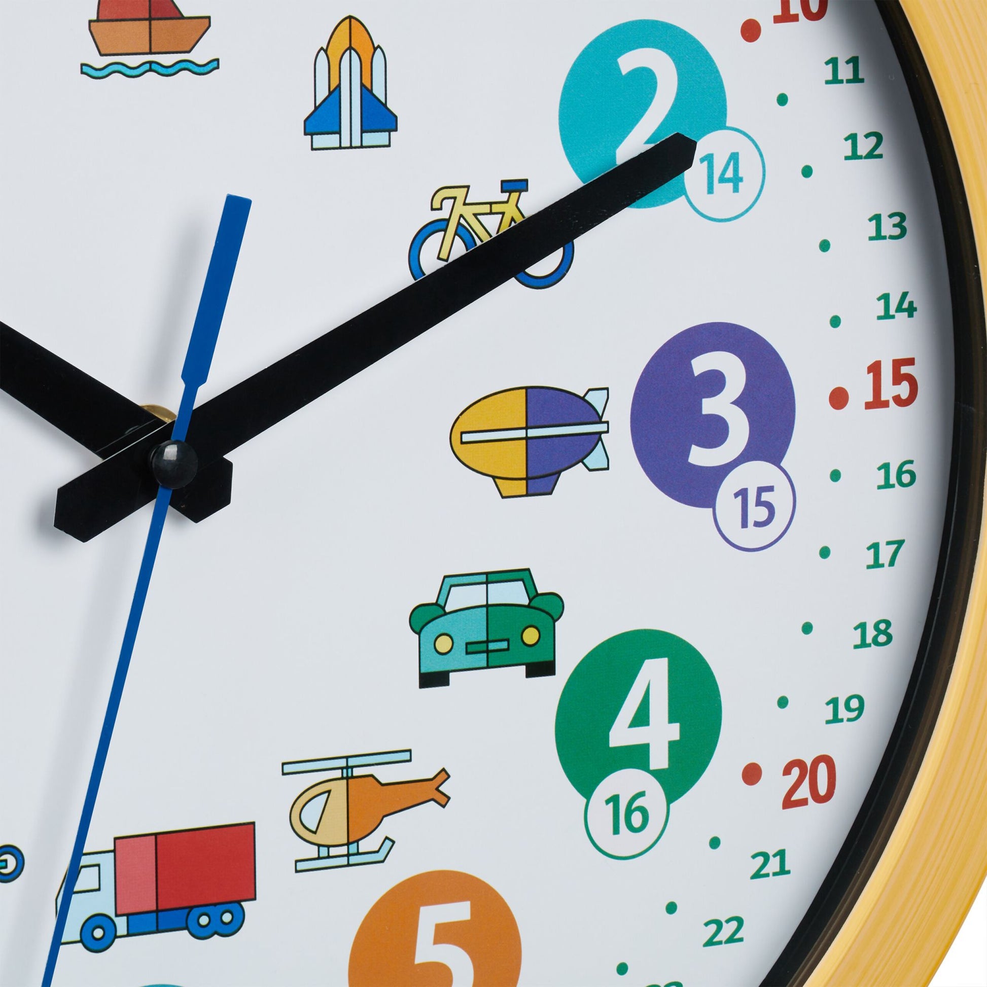 Wanduhr für Kinder Fahrzeuge Weiss-Hellbraun-Schwarz von Relaxdays