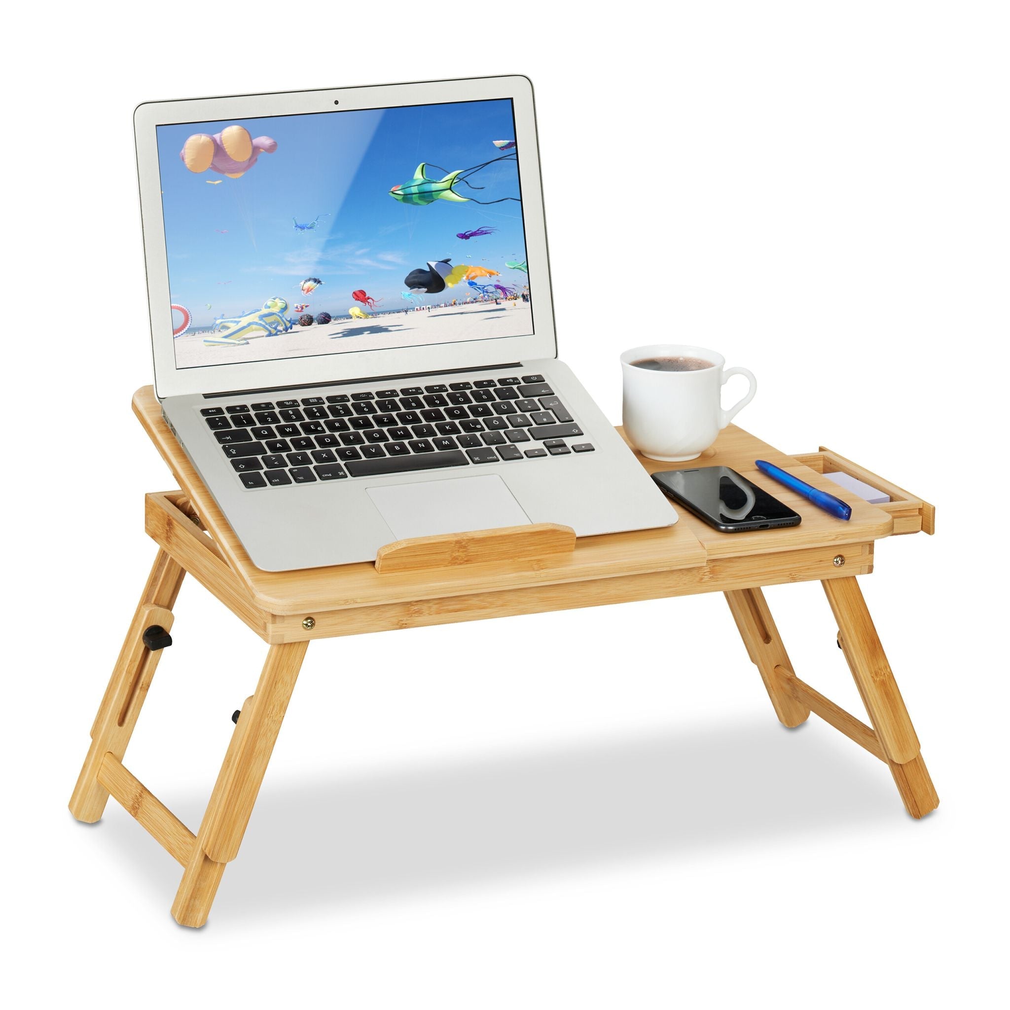 Klappbarer Laptoptisch Bambus Hellbraun von Relaxdays