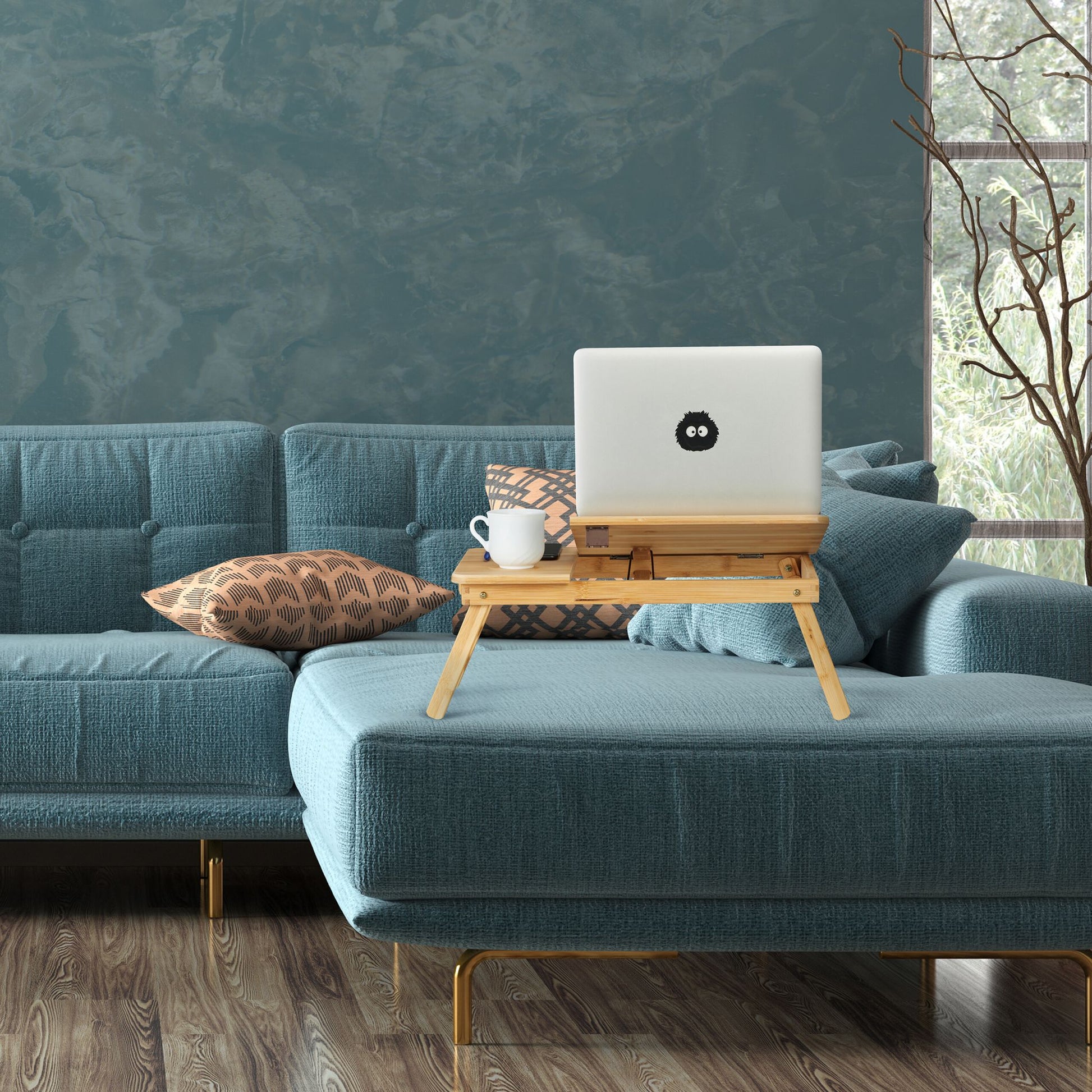 Klappbarer Laptoptisch Bambus Hellbraun von Relaxdays