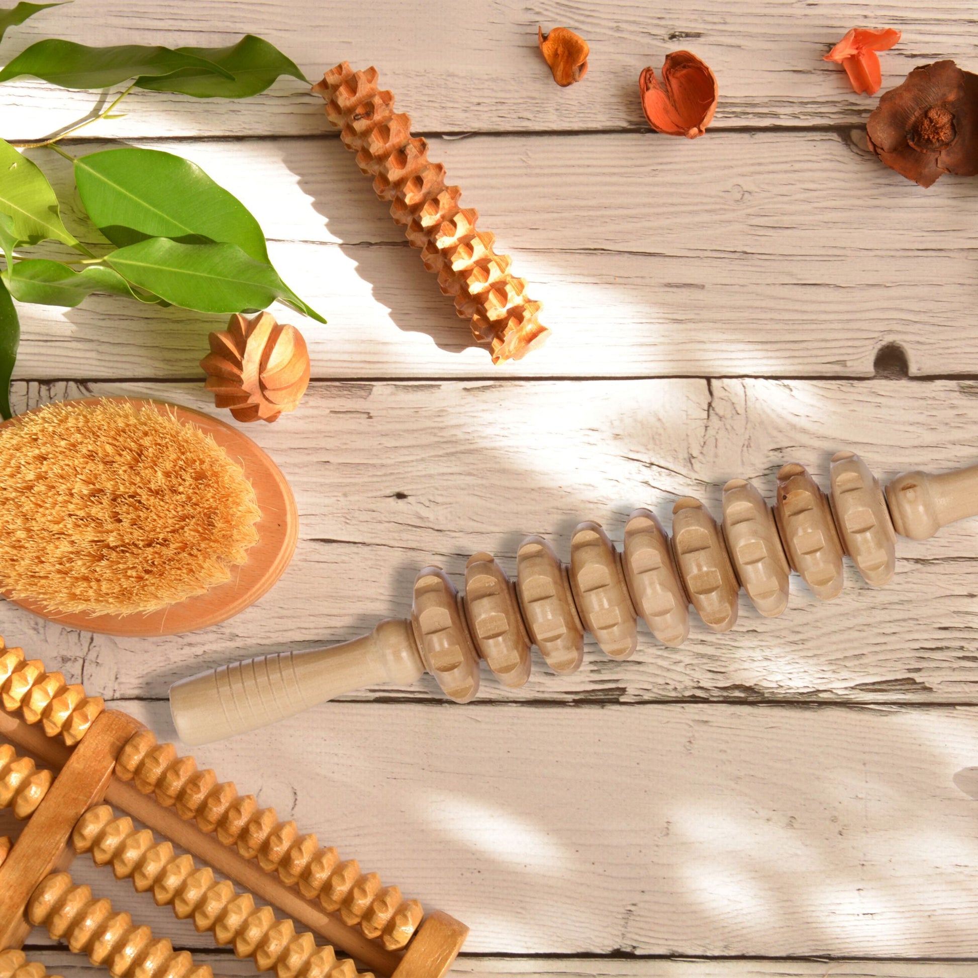 Massage Roller Holz Hellbraun von Relaxdays