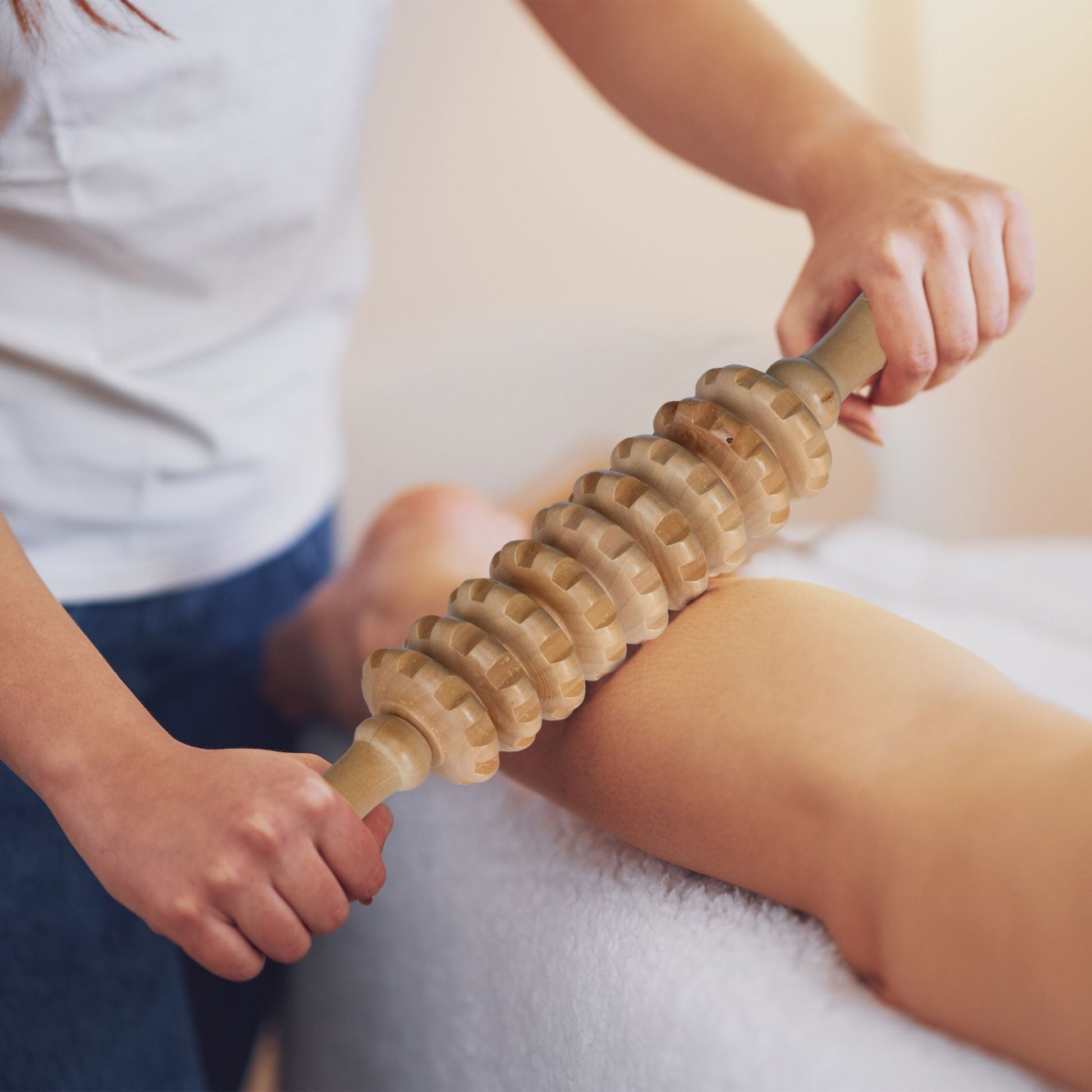 Massage Roller Holz Hellbraun von Relaxdays