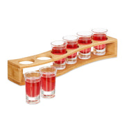Schnapsbrett Bambus mit 6 Gläsern Hellbraun-Transparent von Relaxdays