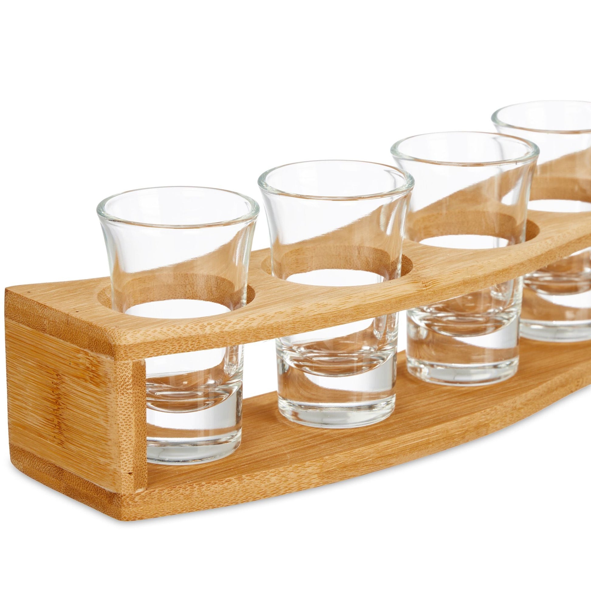 Schnapsbrett Bambus mit 6 Gläsern Hellbraun-Transparent von Relaxdays