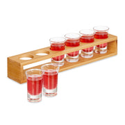 Schnapsbrett Bambus mit 6 Gläsern Hellbraun-Transparent von Relaxdays