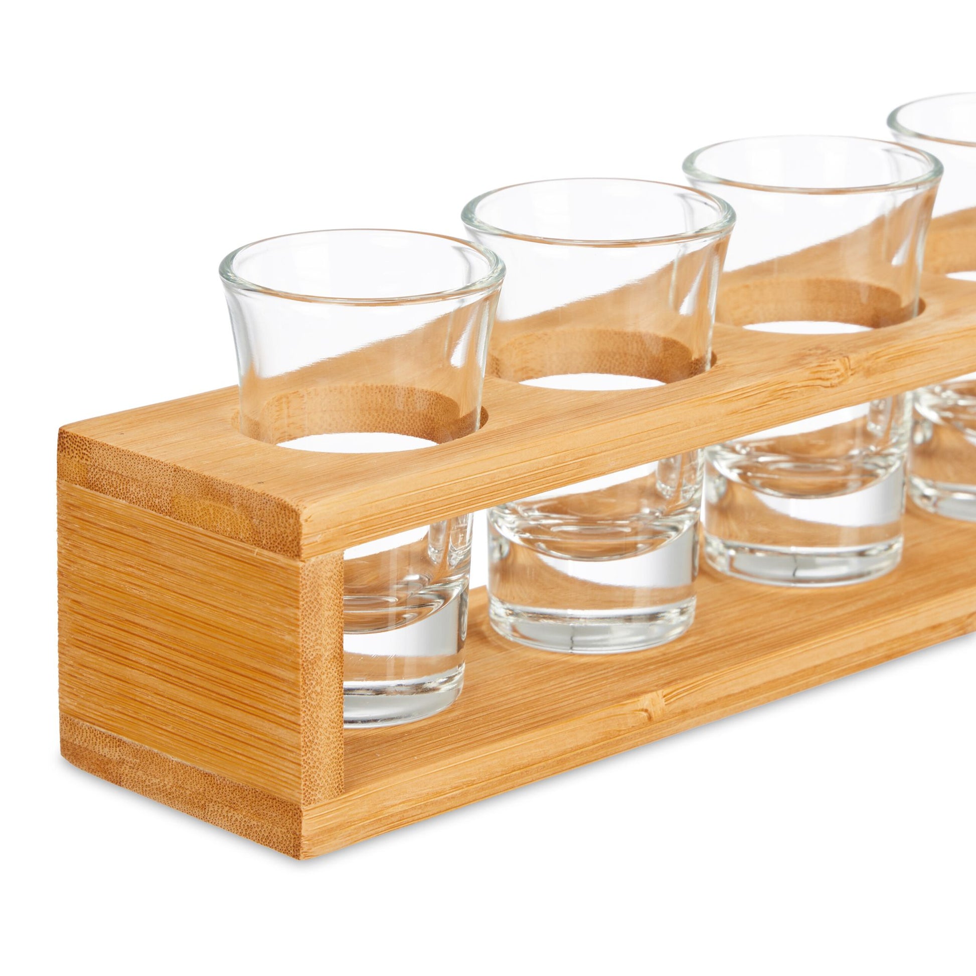 Schnapsbrett Bambus mit 6 Gläsern Hellbraun-Transparent von Relaxdays