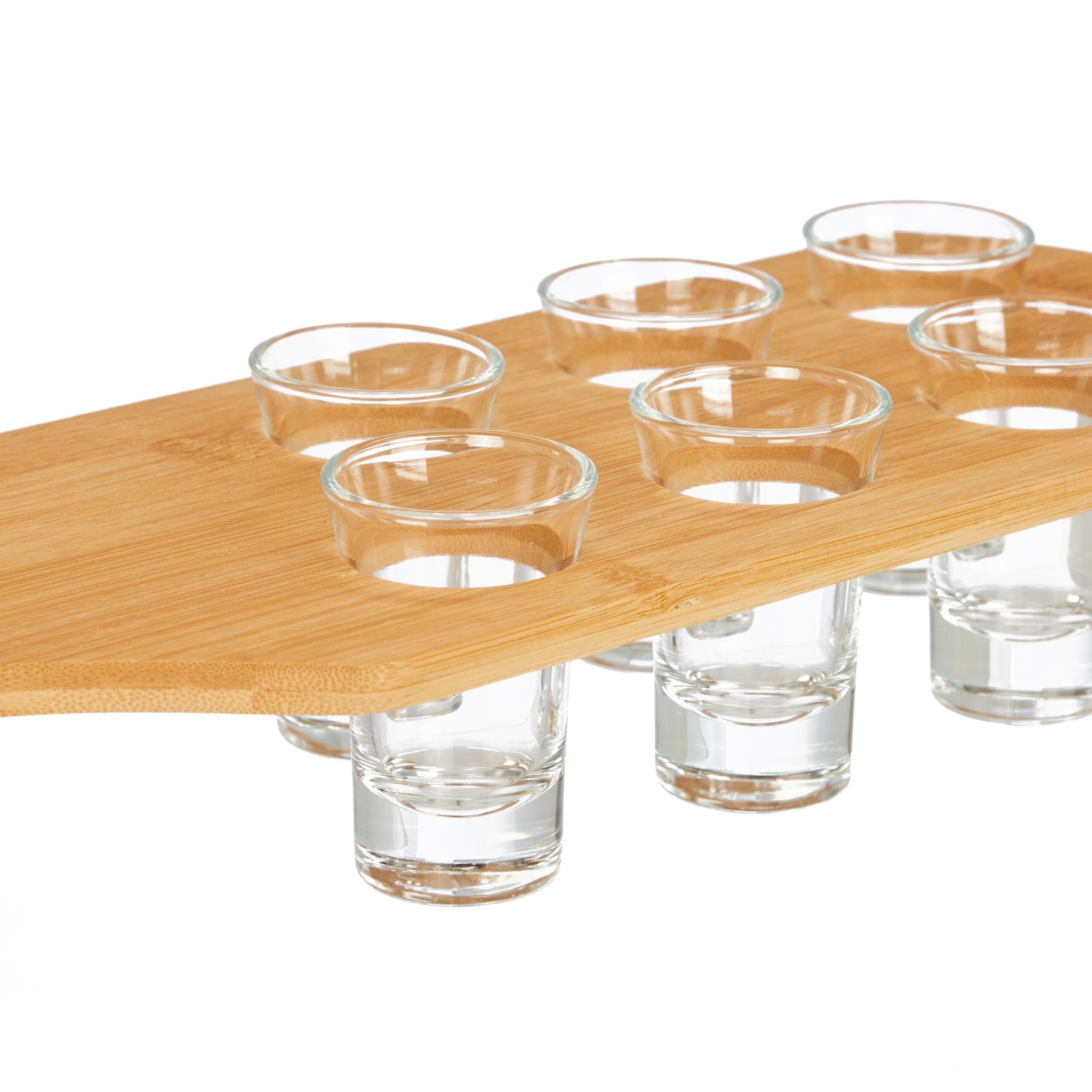 Schnapsbrett Bambus mit 6 Gläsern Hellbraun-Transparent von Relaxdays
