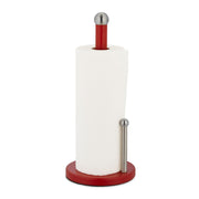 Küchenrollenhalter mit Abrollstop Rot-Silber von Relaxdays