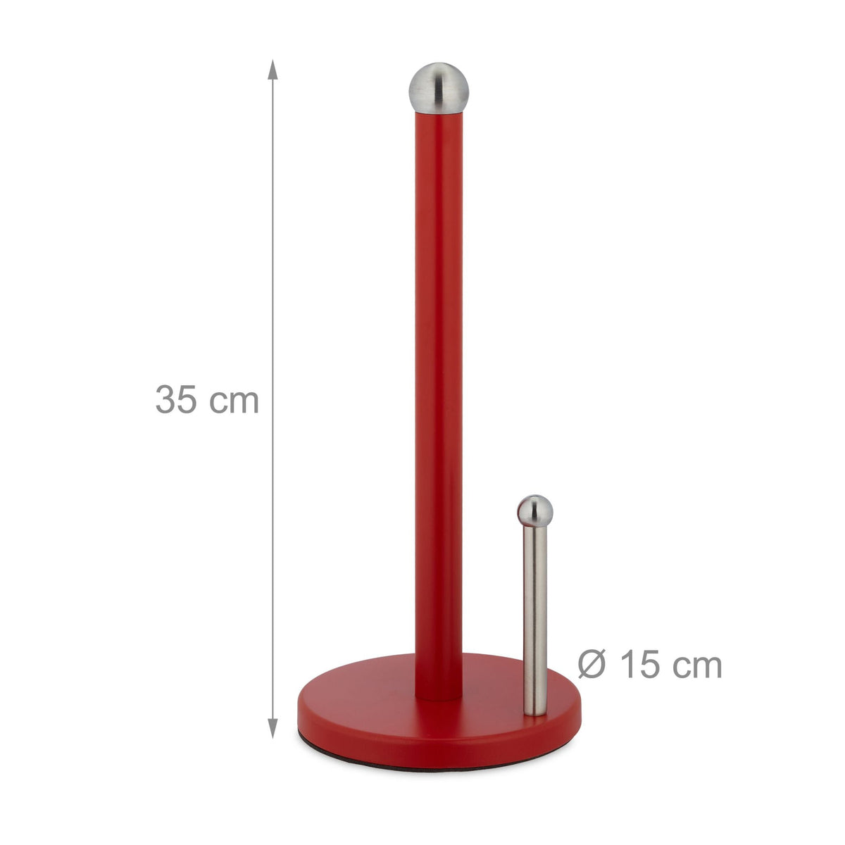 Küchenrollenhalter mit Abrollstop Rot-Silber von Relaxdays