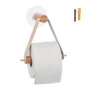 Toilettenpapierhalter Holz mit Band Beige-Hellbraun von Relaxdays