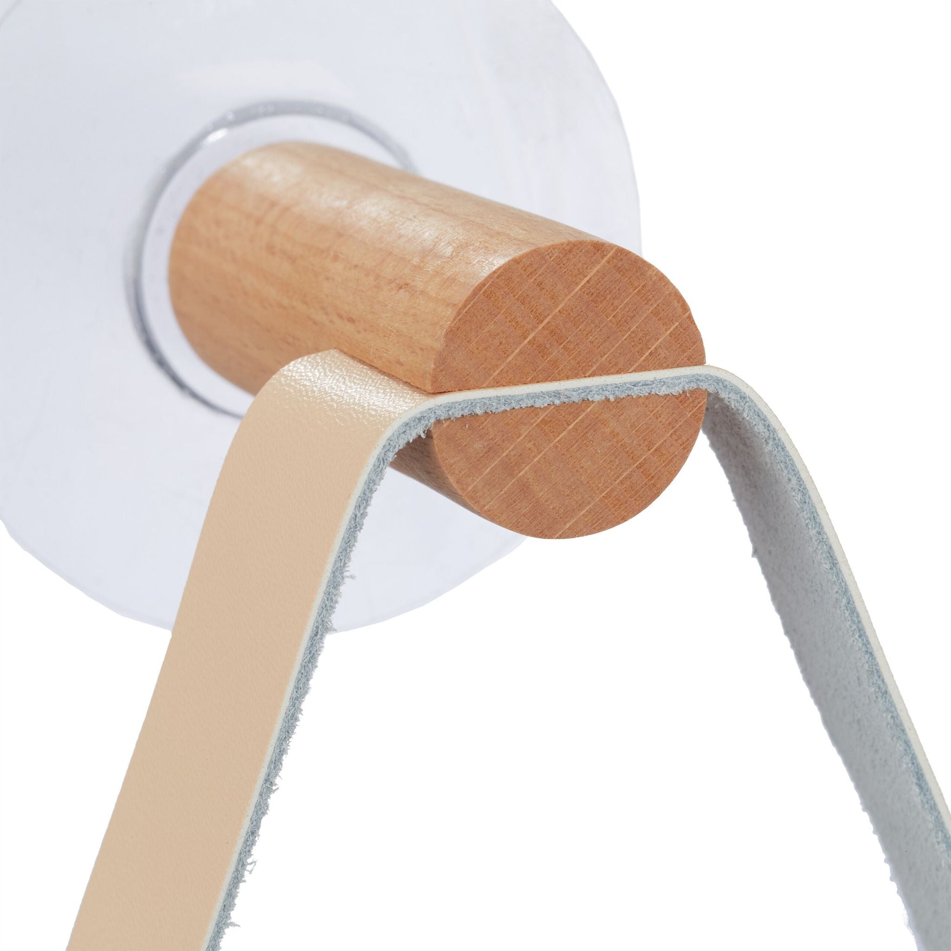 Toilettenpapierhalter Holz mit Band Beige-Hellbraun von Relaxdays