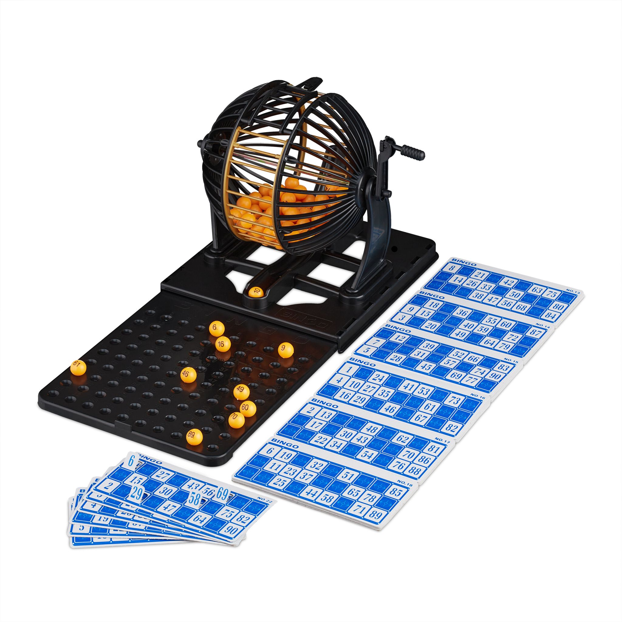 Bingo-Spiel Set für Kinder & Erwachsene Gold-Orange-Schwarz von Relaxdays