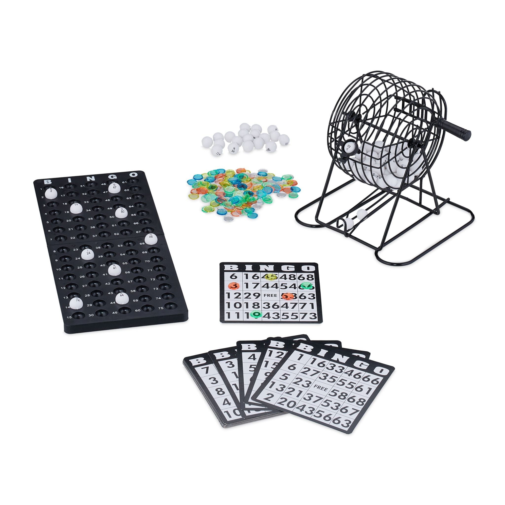 Bingo-Spiel Set für Kinder & Erwachsene Weiss-Schwarz von Relaxdays