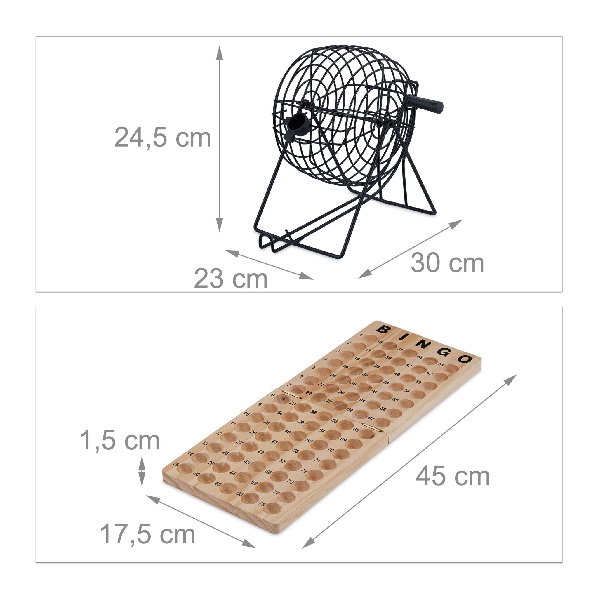 Bingo-Spiel Set Holz Weiss-Hellbraun-Schwarz von Relaxdays