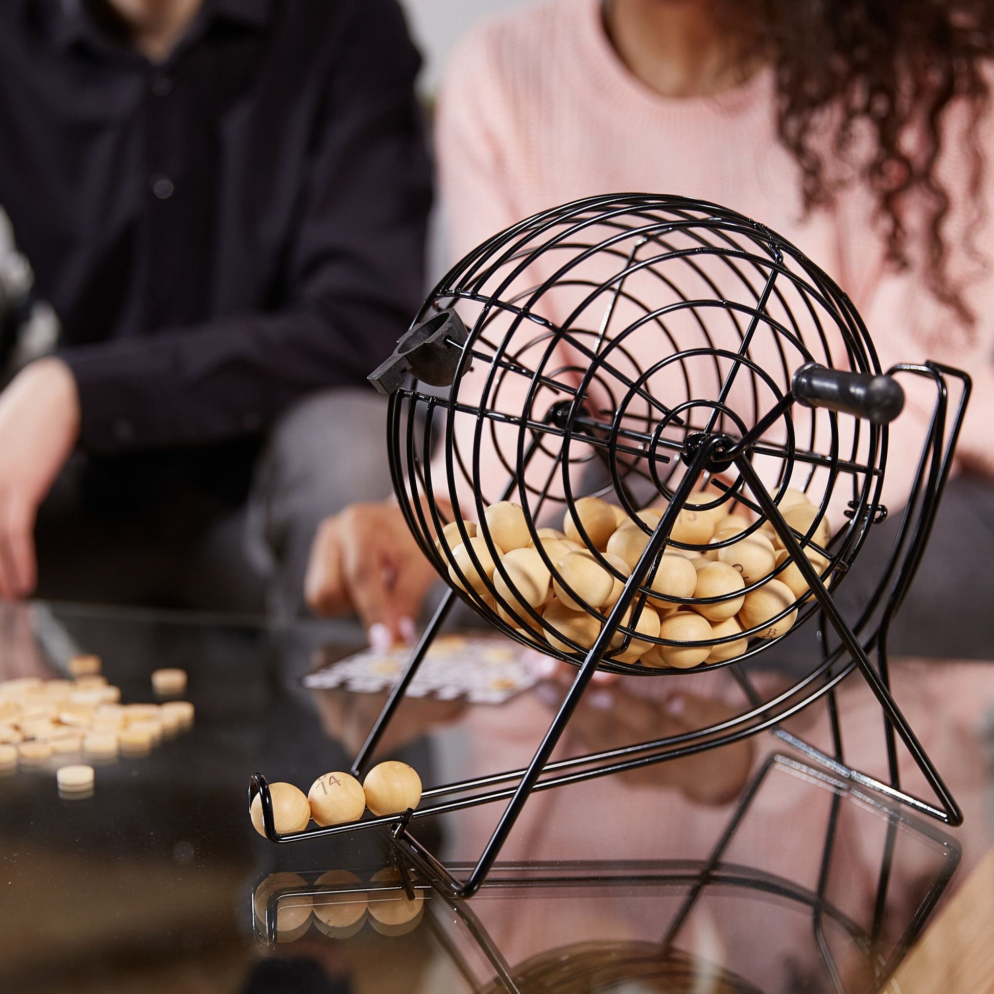Bingo-Spiel Set Holz Weiss-Hellbraun-Schwarz von Relaxdays