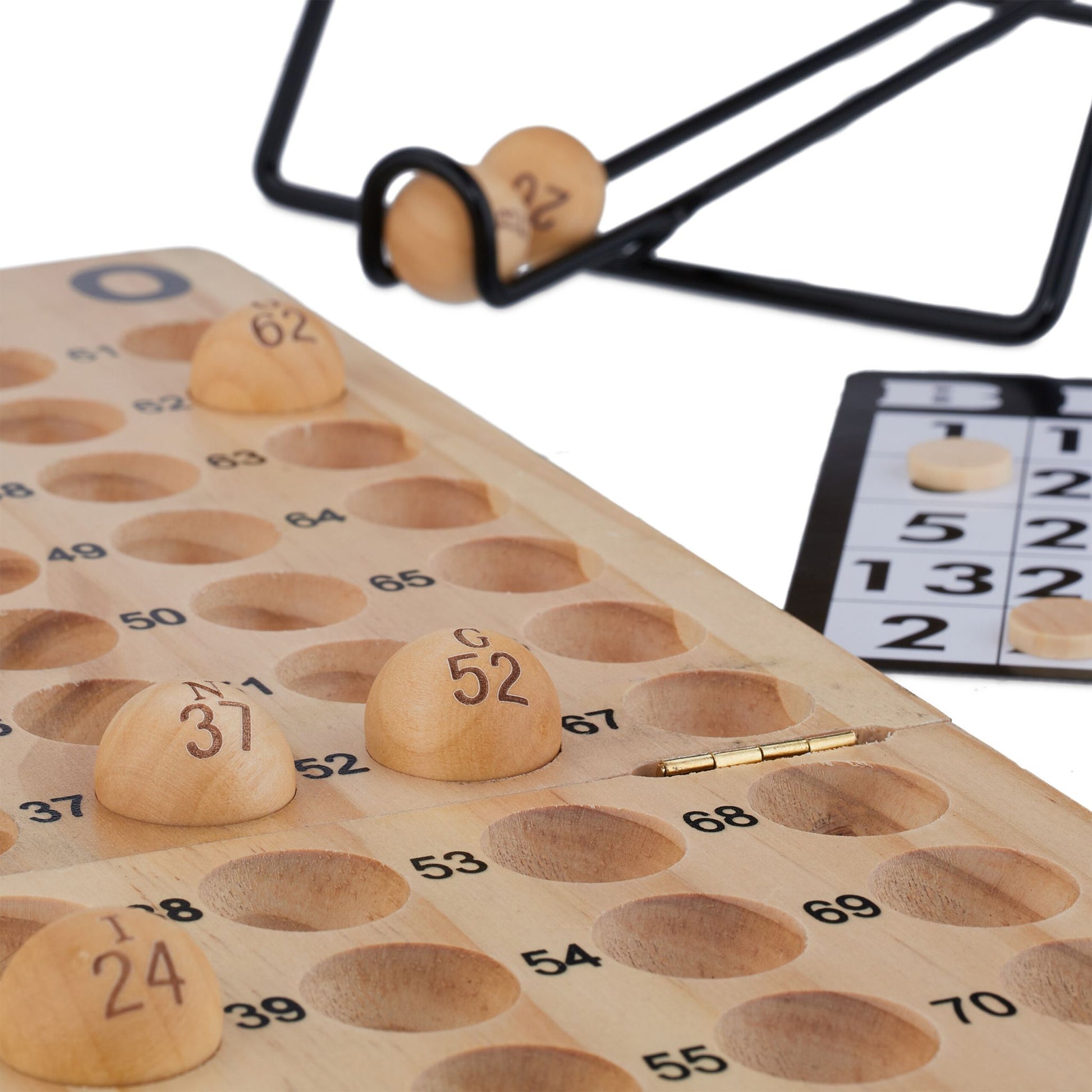Bingo-Spiel Set Holz Weiss-Hellbraun-Schwarz von Relaxdays