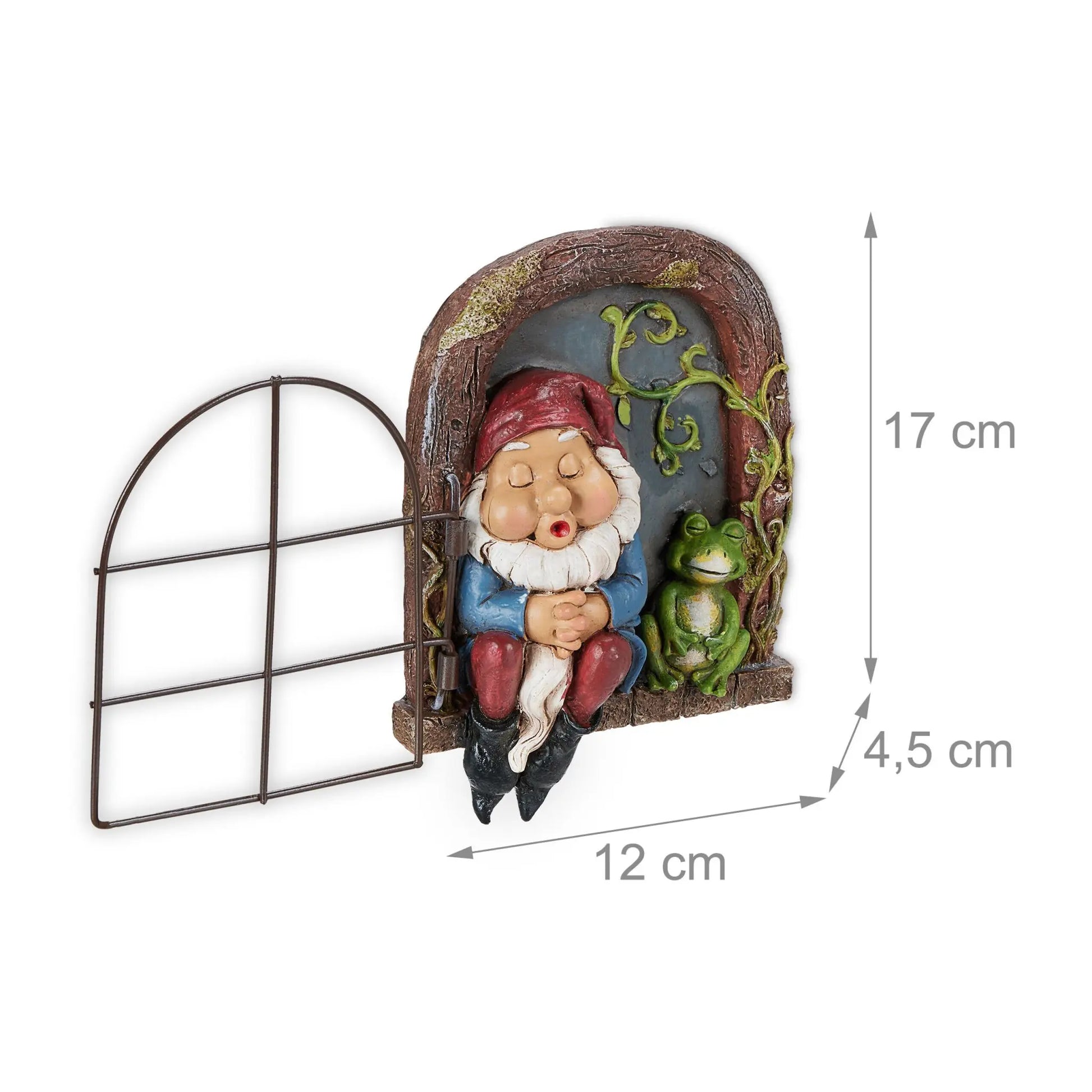 Schlafender Zwerg Fenster Blau-Braun-Rot von Relaxdays