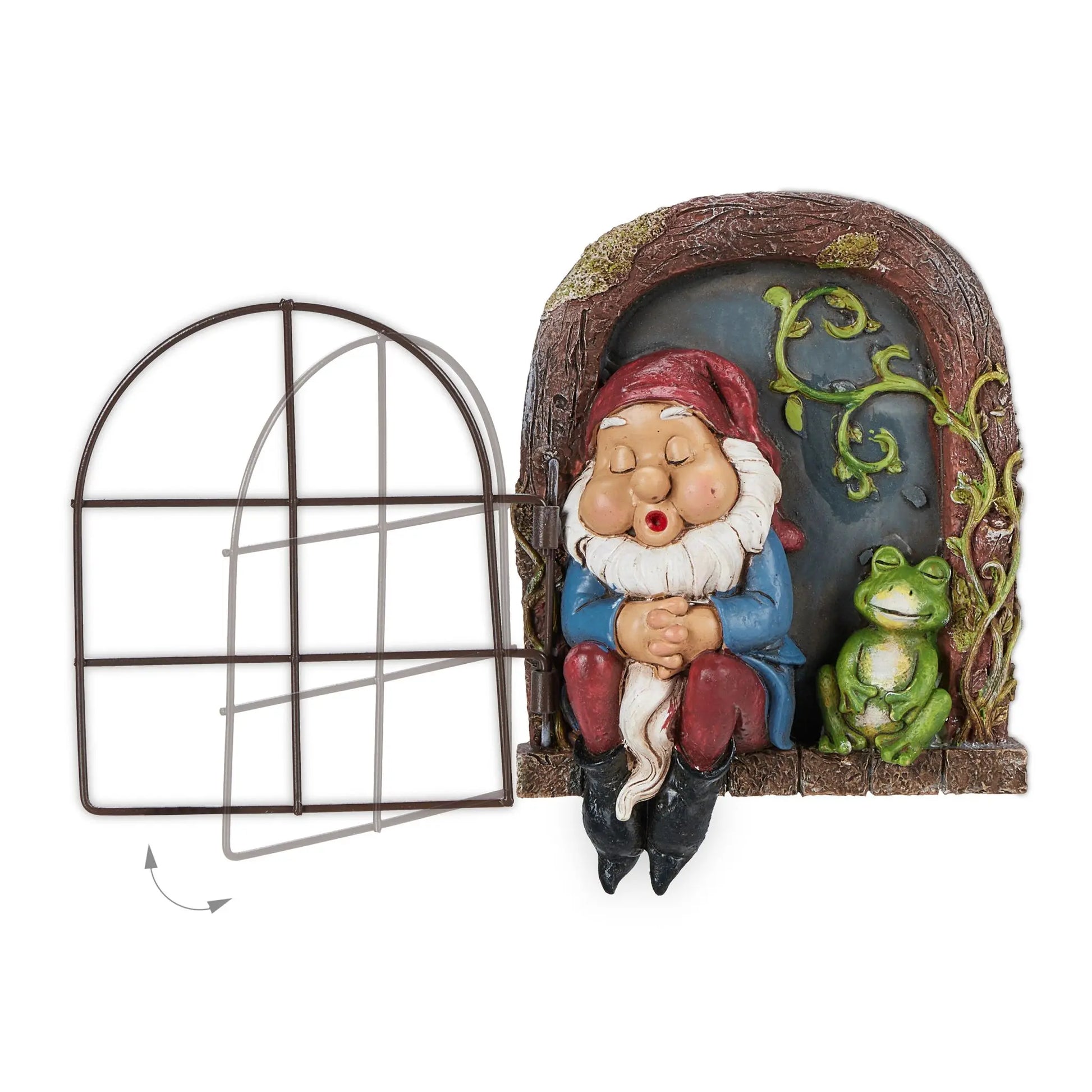 Schlafender Zwerg Fenster Blau-Braun-Rot von Relaxdays