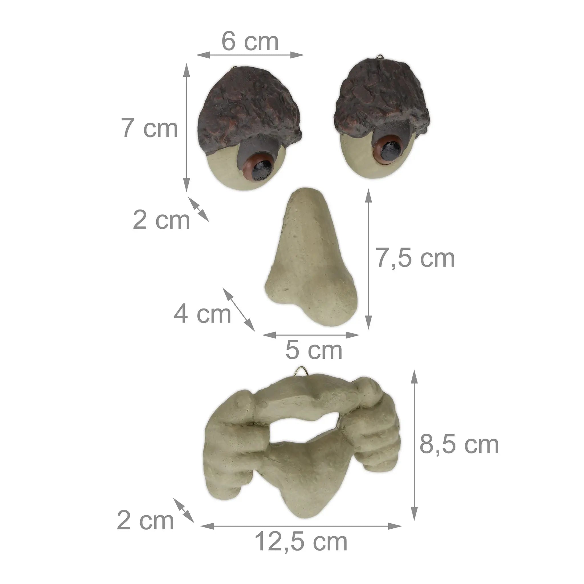 Baumgesicht mit rausgestreckter Zunge Anthrazit-Beige-Braun von Relaxdays