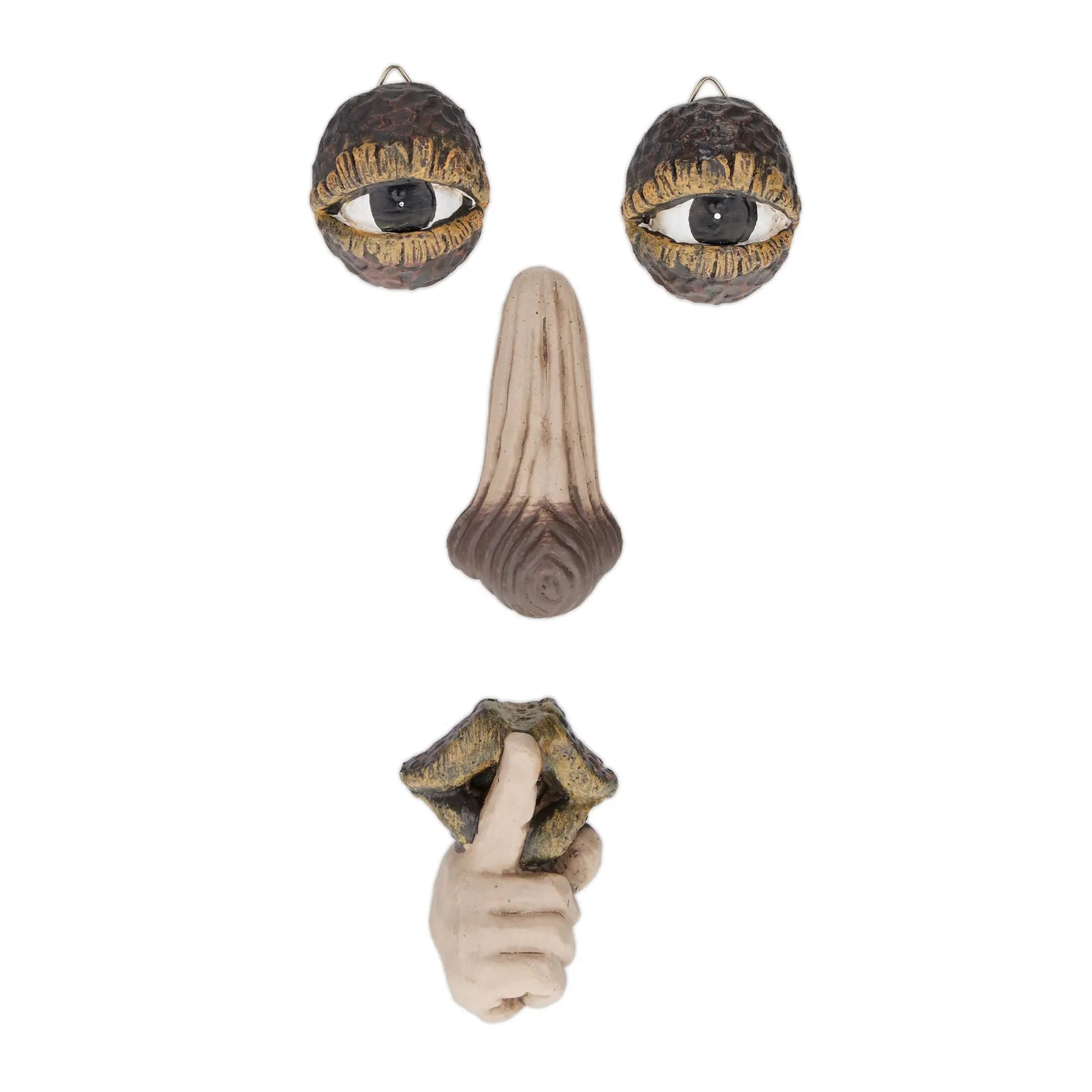 Baumgesicht mit Ruhe-Geste Beige-Braun-Schwarz von Relaxdays