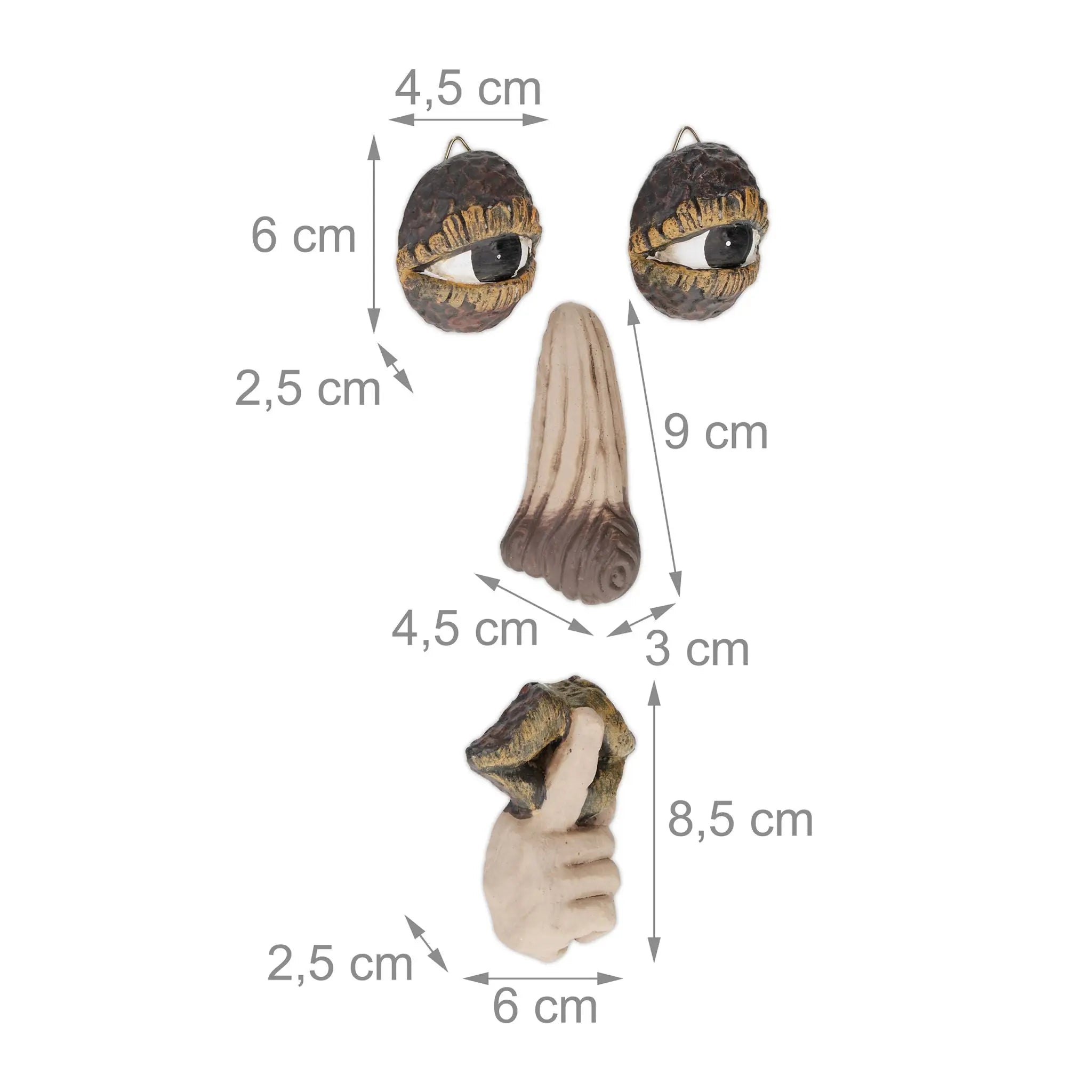 Baumgesicht mit Ruhe-Geste Beige-Braun-Schwarz von Relaxdays