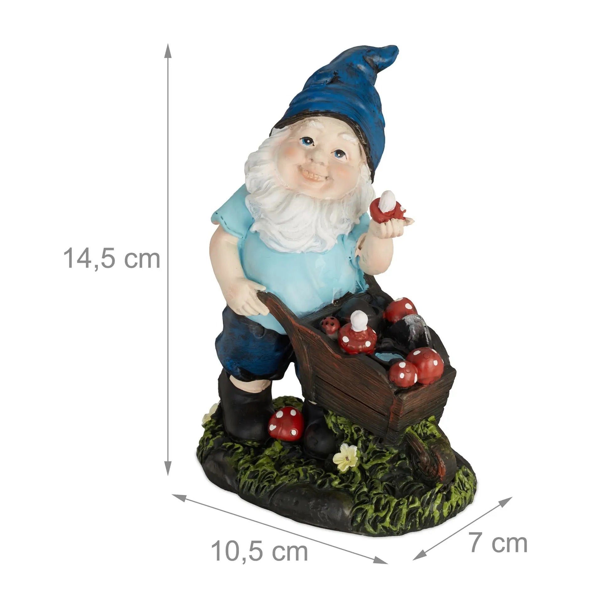 Gartenzwerg mit Pilzen Dunkelblau-Dunkelgrün-Hellblau von Relaxdays