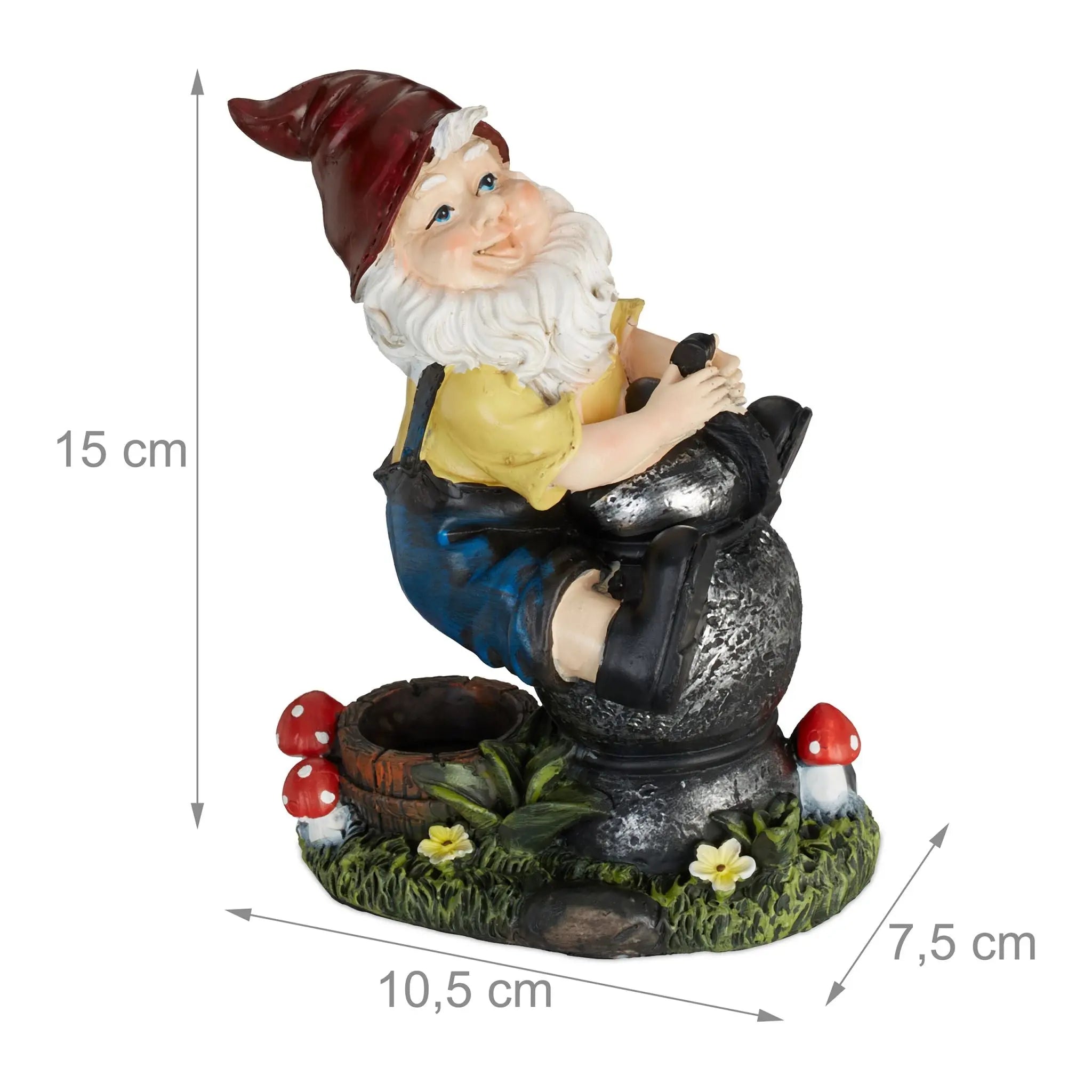 Gartenzwerg mit Laterne Dunkelgrün-Dunkelrot-Gelb von Relaxdays