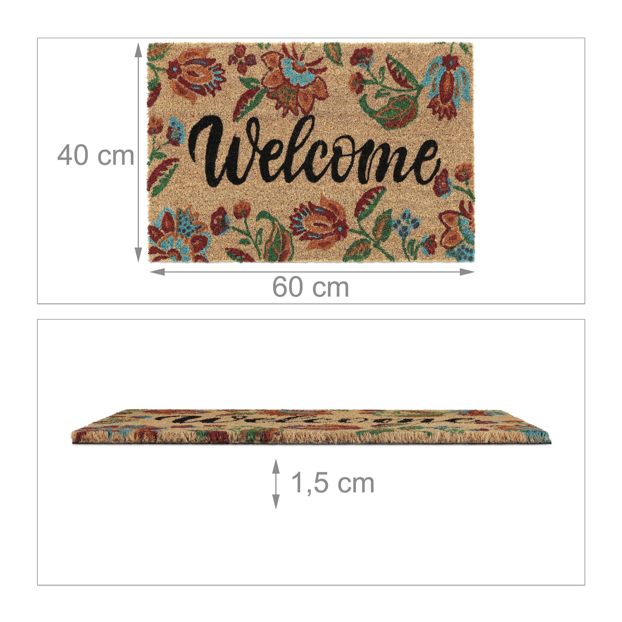 Kokos Fussmatte Welcome Dunkelrot-Hellbraun-Schwarz von Relaxdays