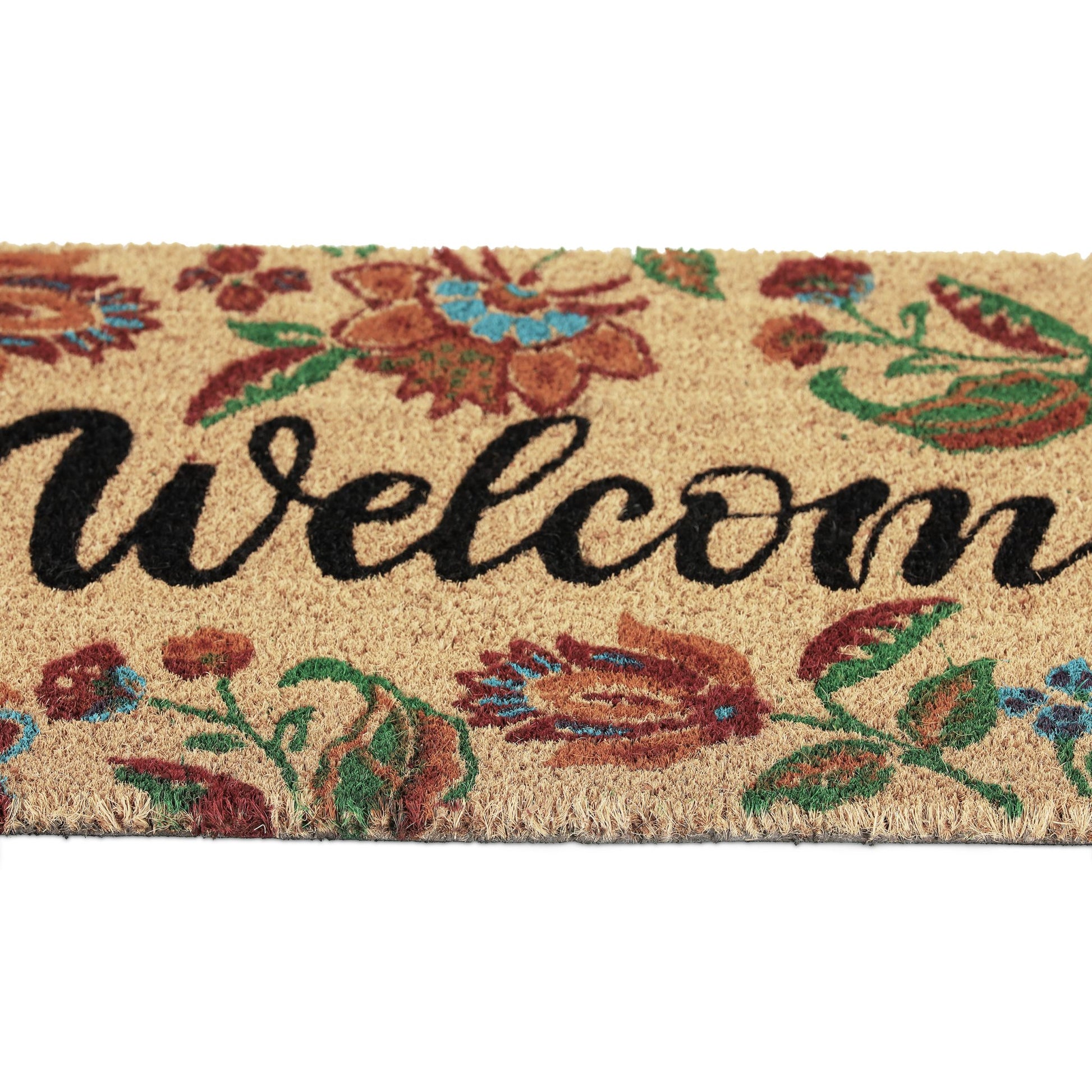 Kokos Fussmatte Welcome Dunkelrot-Hellbraun-Schwarz von Relaxdays
