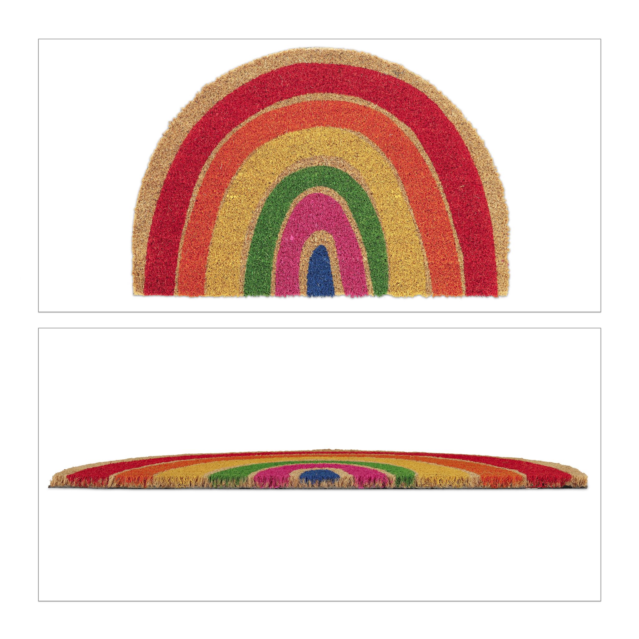 Kokos Fussmatte Regenbogen Blau-Grün-Rot von Relaxdays