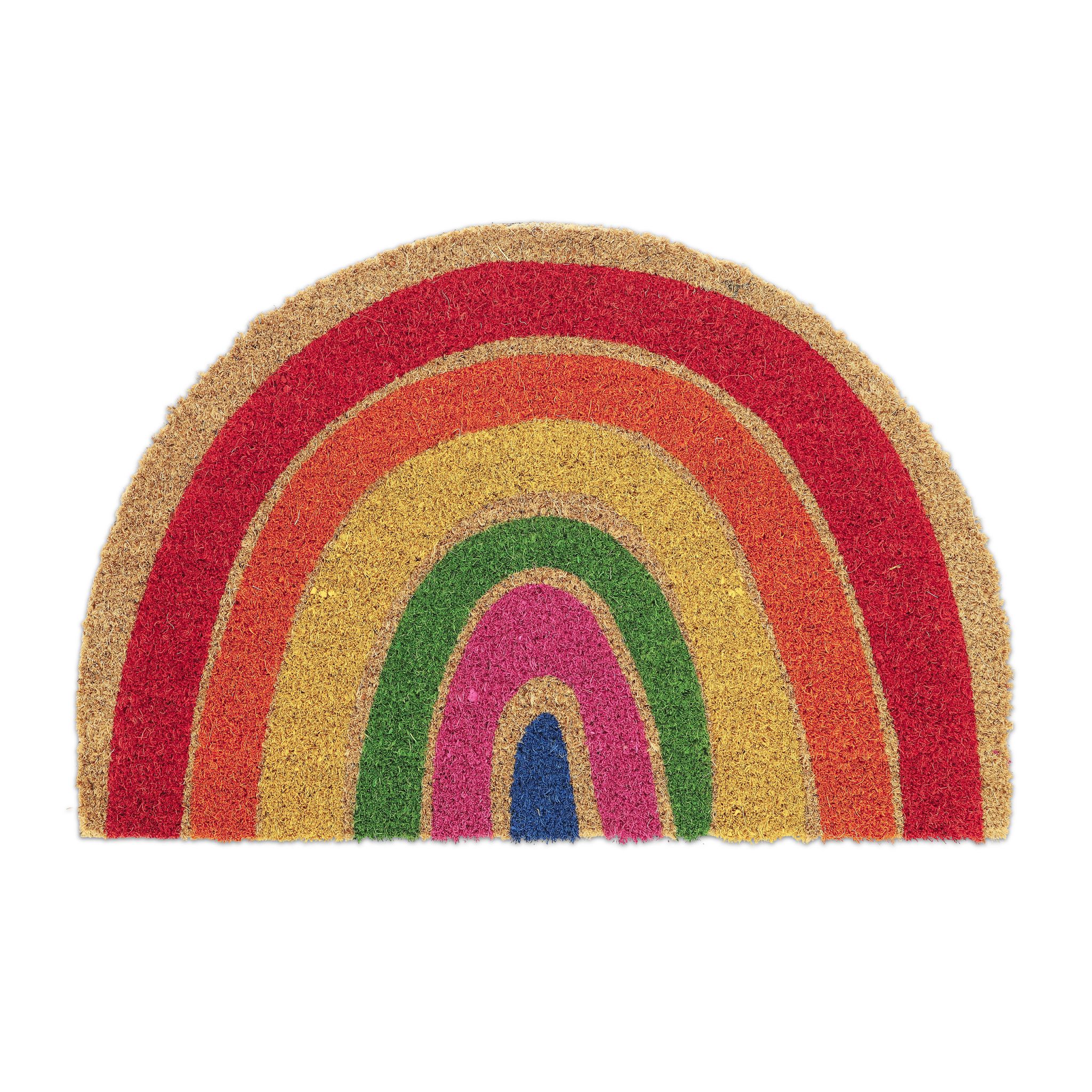 Kokos Fussmatte Regenbogen Blau-Grün-Rot von Relaxdays