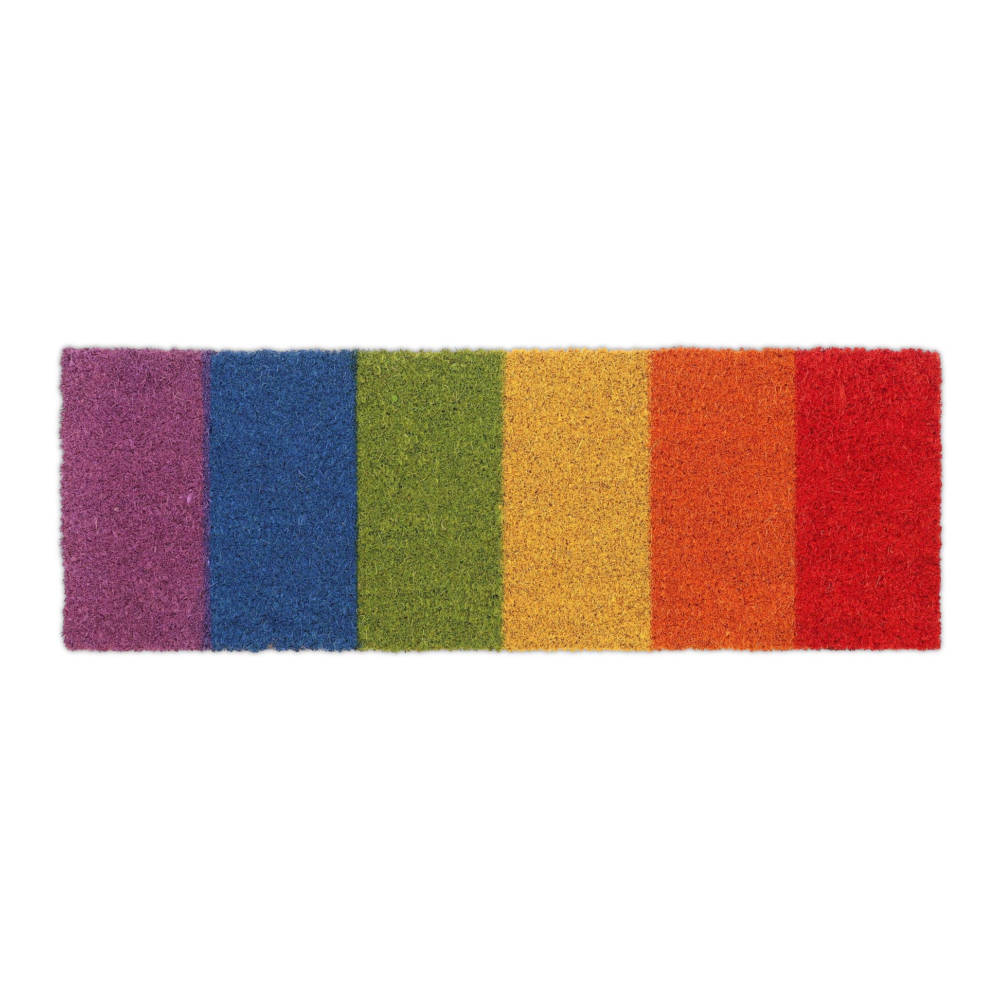 Kokos Fussmatte Regenbogen Gelb-Grün-Rot von Relaxdays