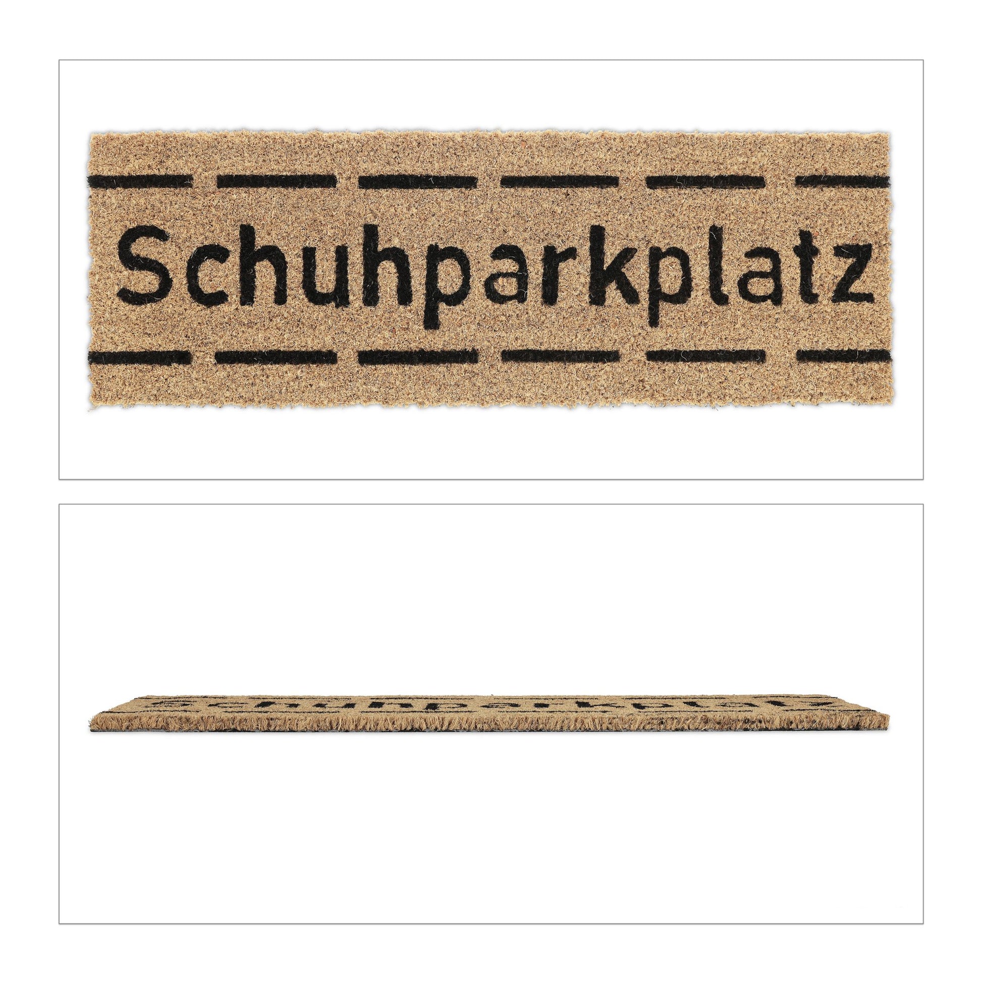 Kokos Fussmatte Schuhparkplatz schmal Hellbraun-Schwarz von Relaxdays