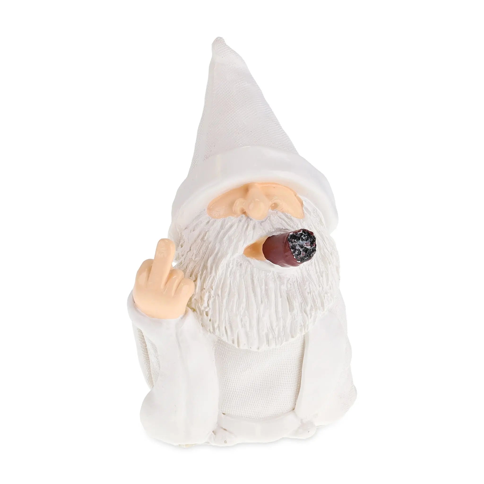 Gartenzwerg mit Mittelfinger Weiss-Braun-Creme von Relaxdays