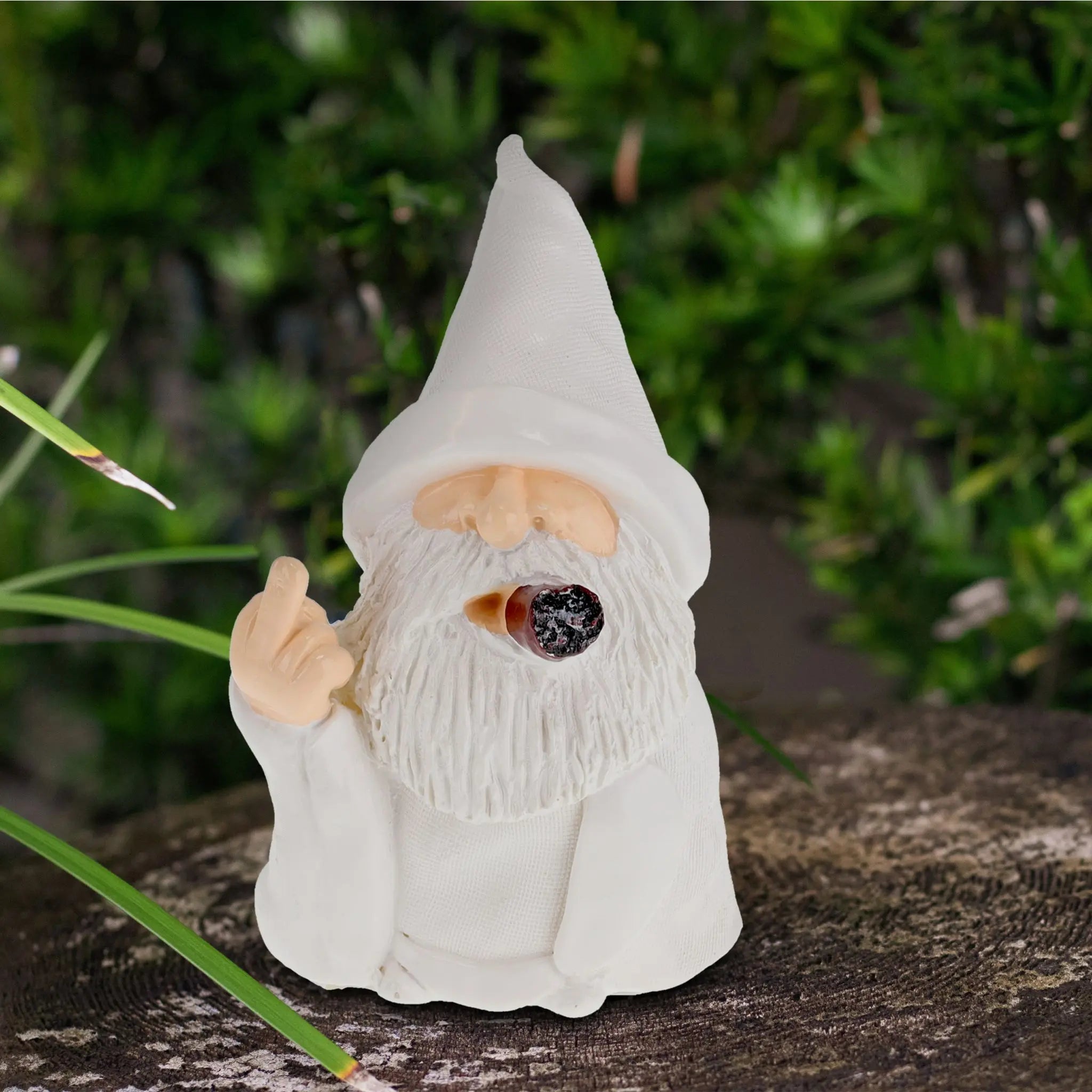 Gartenzwerg mit Mittelfinger Weiss-Braun-Creme von Relaxdays