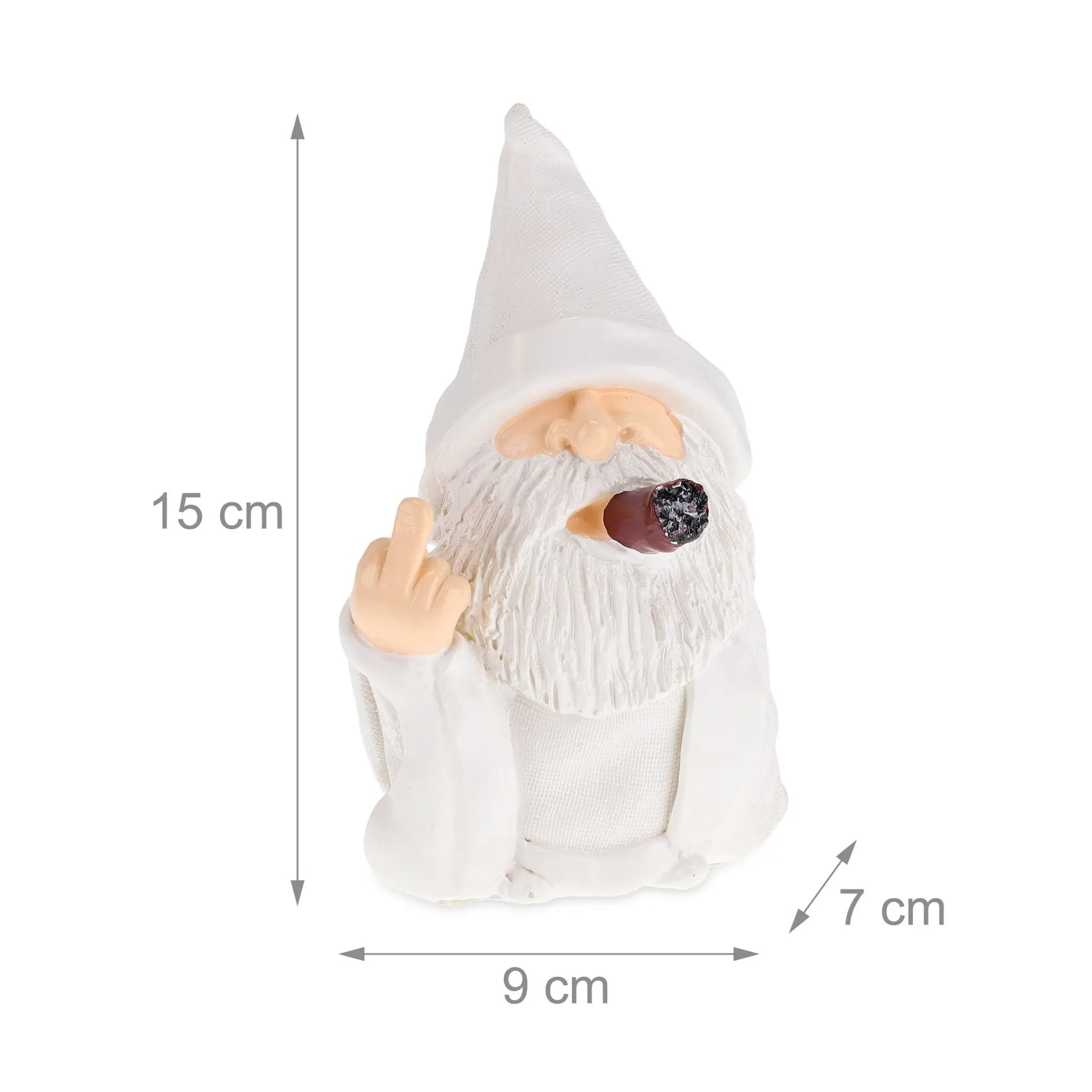 Gartenzwerg mit Mittelfinger Weiss-Braun-Creme von Relaxdays