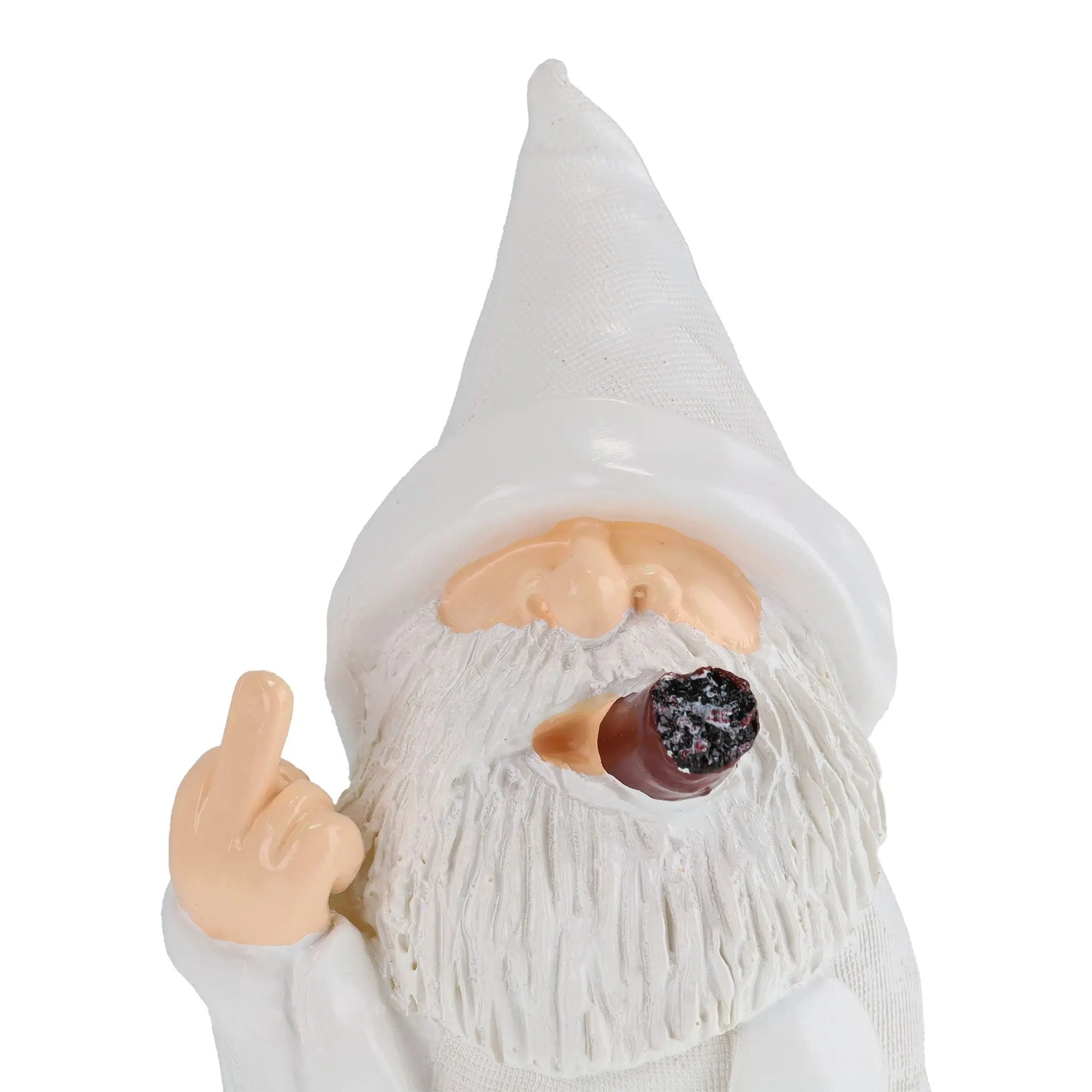 Gartenzwerg mit Mittelfinger Weiss-Braun-Creme von Relaxdays