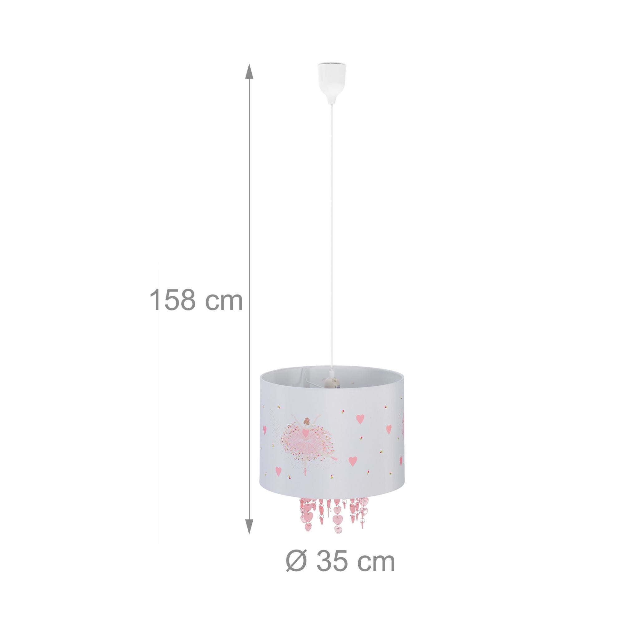 Hängelampe Kinderzimmer Ballerina Weiss-Gelb-Rosa von Relaxdays