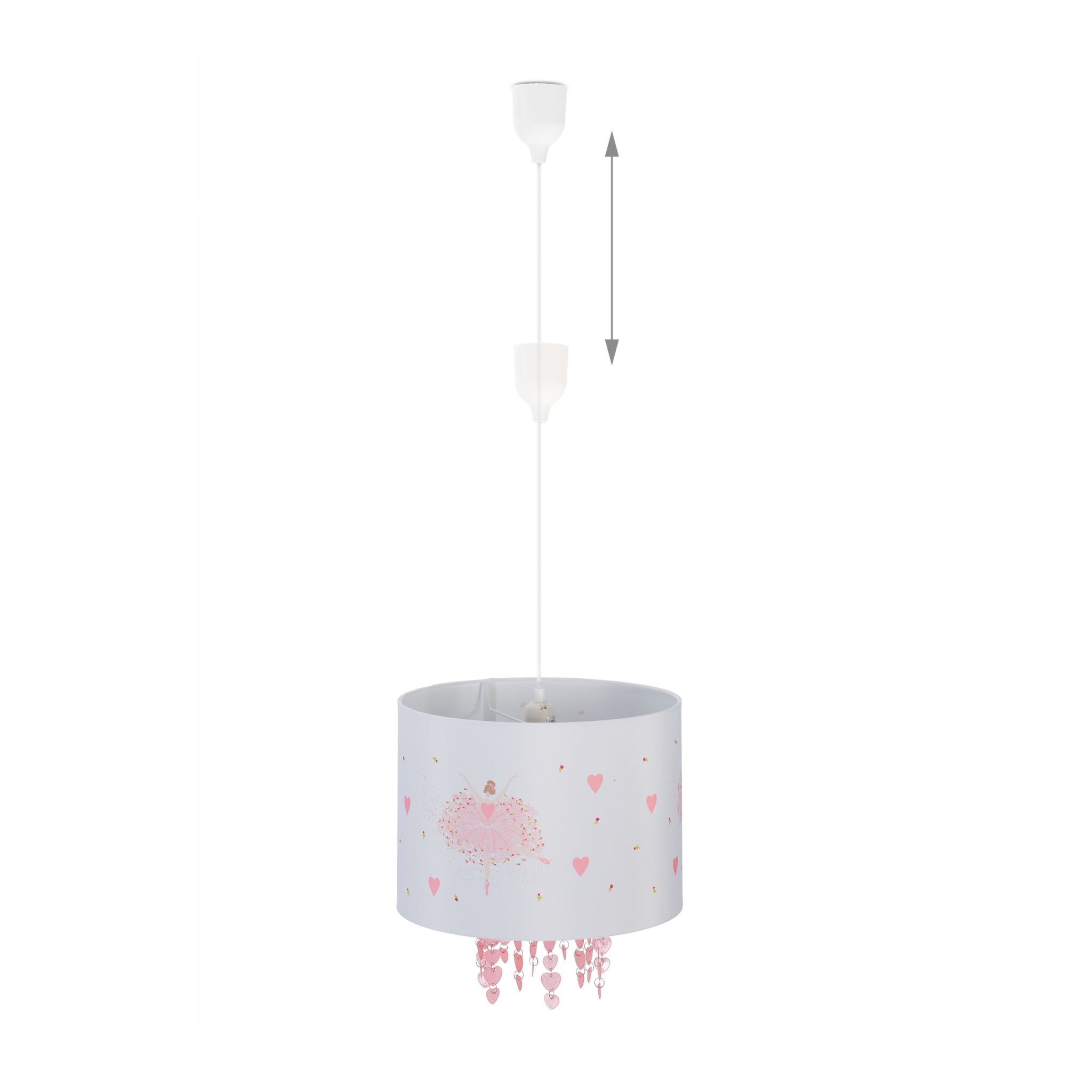 Hängelampe Kinderzimmer Ballerina Weiss-Gelb-Rosa von Relaxdays