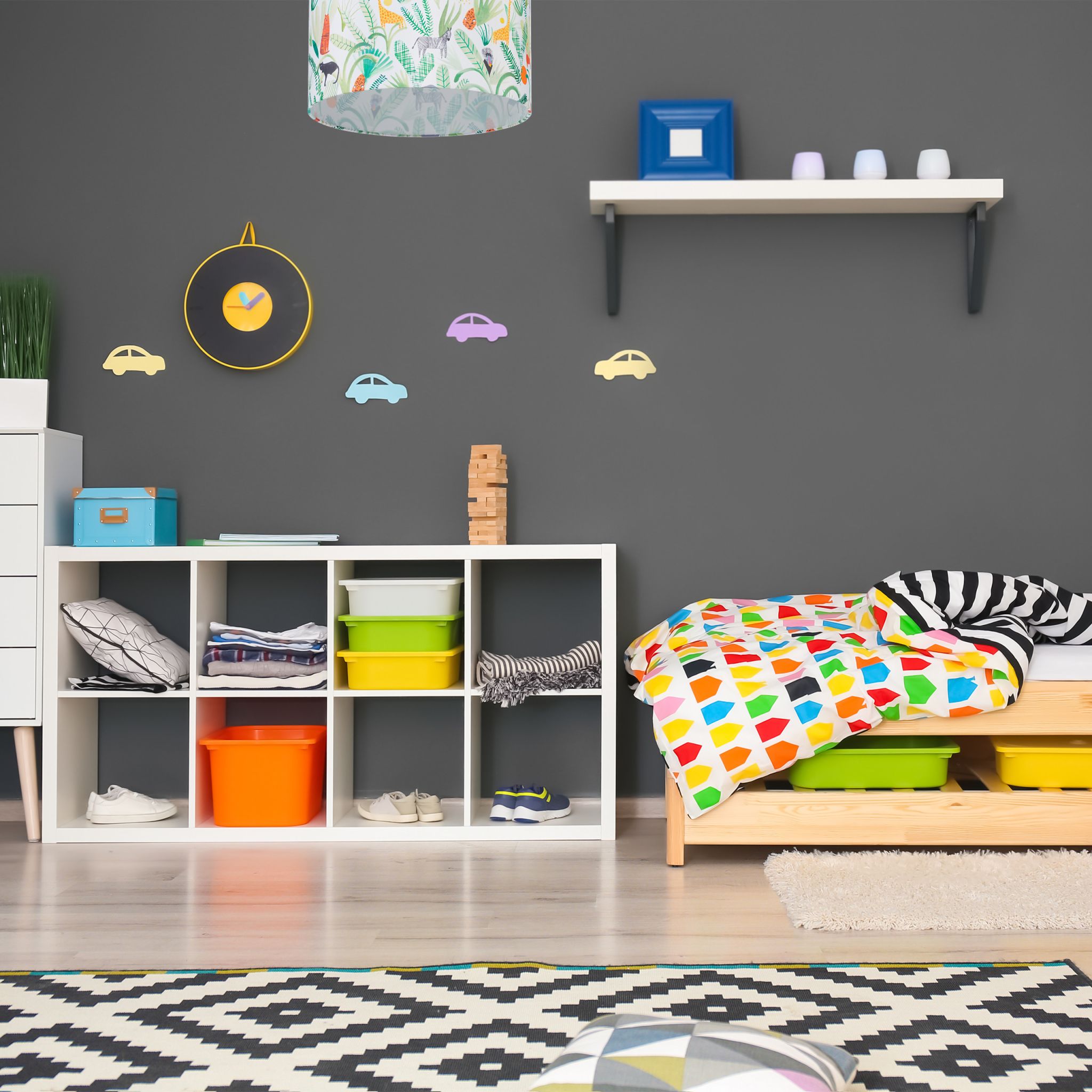Dschungel Hängelampe Kinderzimmer Weiss-Gelb-Grün von Relaxdays