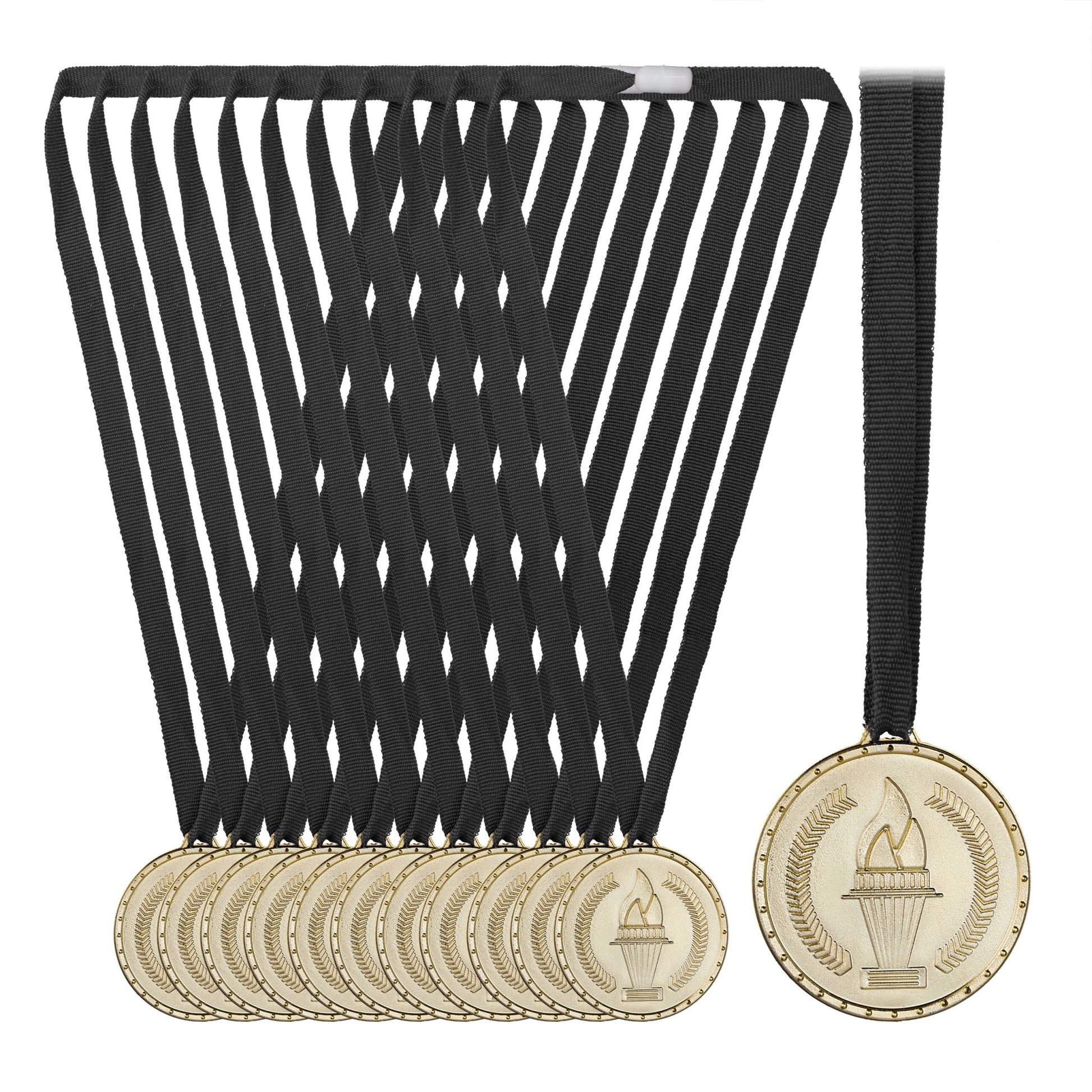 Goldmedaillen für Kinder 12er-Set Gold-Schwarz von Relaxdays