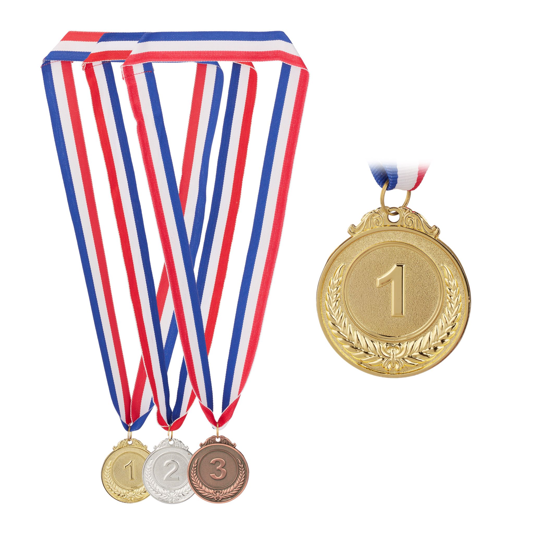 Medaillen für Kinder 3er-Set Gold-Kupfer-Silber von Relaxdays
