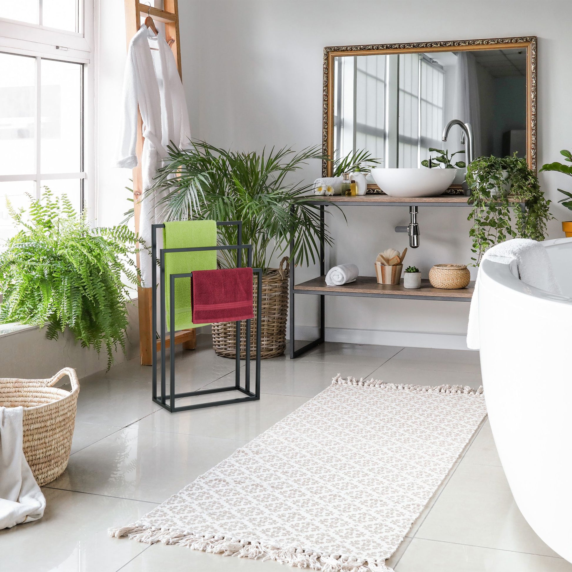 Handtuchständer 3 Stangen Schwarz von Relaxdays