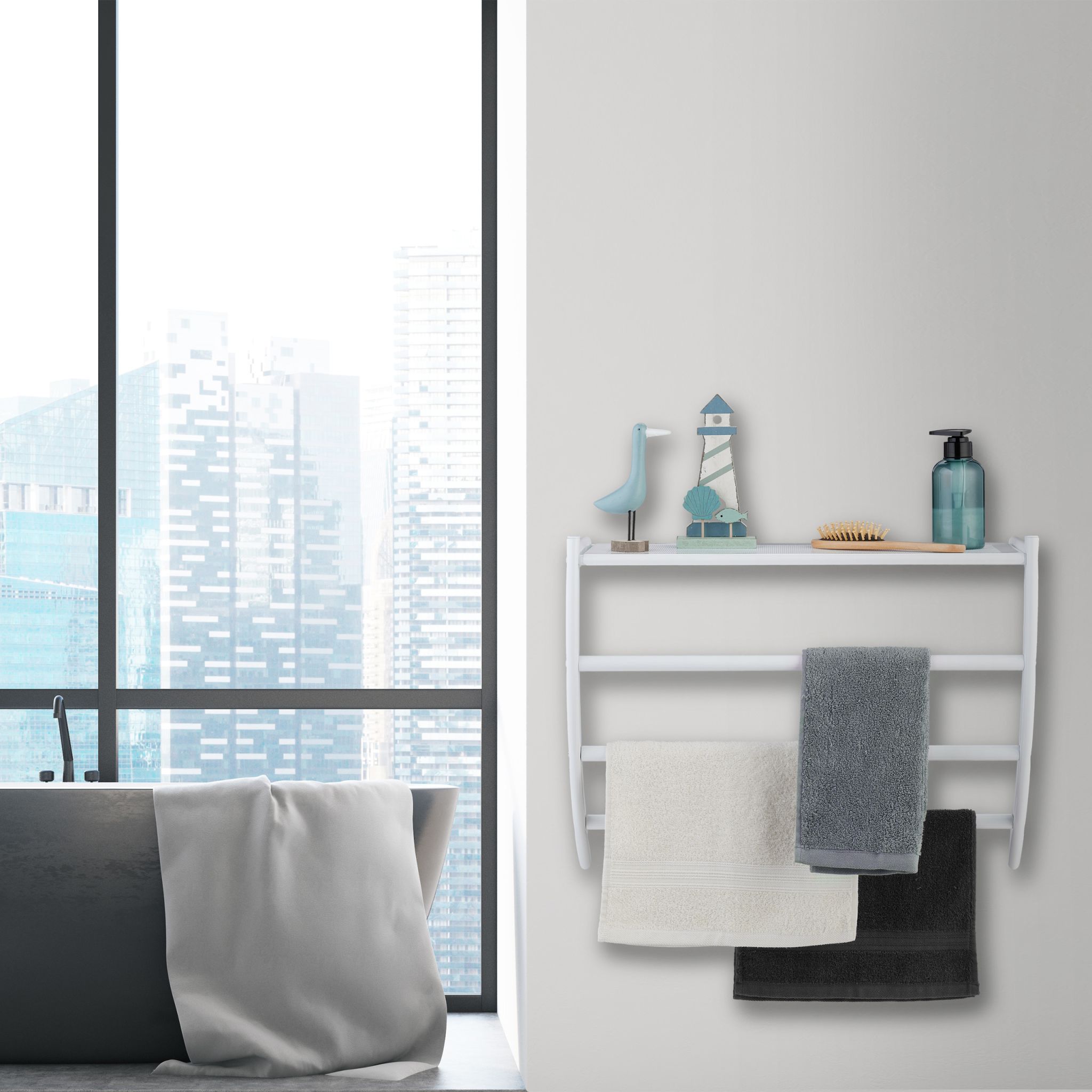 Handtuchhalter für die Wand Weiss von Relaxdays