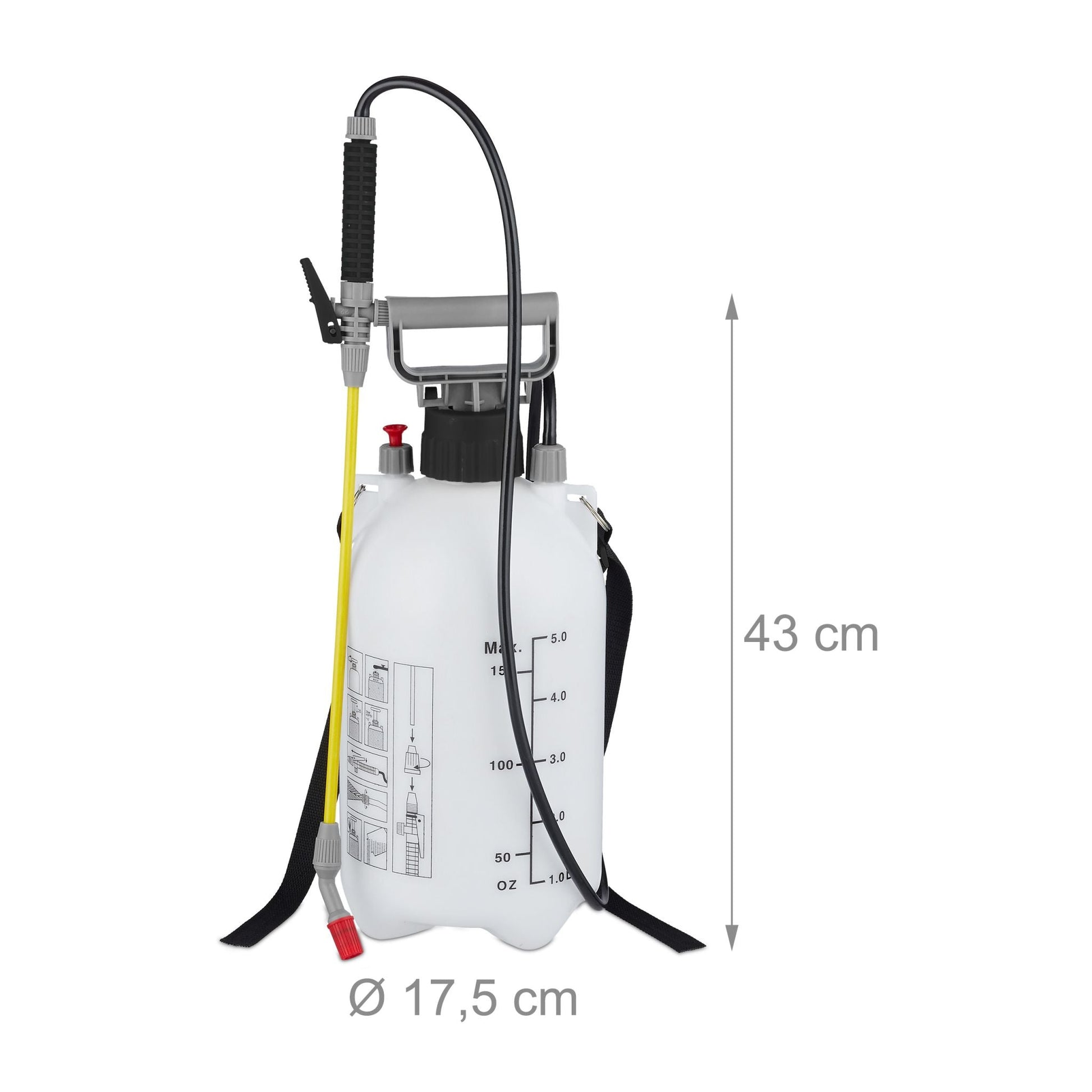 Drucksprüher 5 l Weiss-Schwarz-Grau von Relaxdays