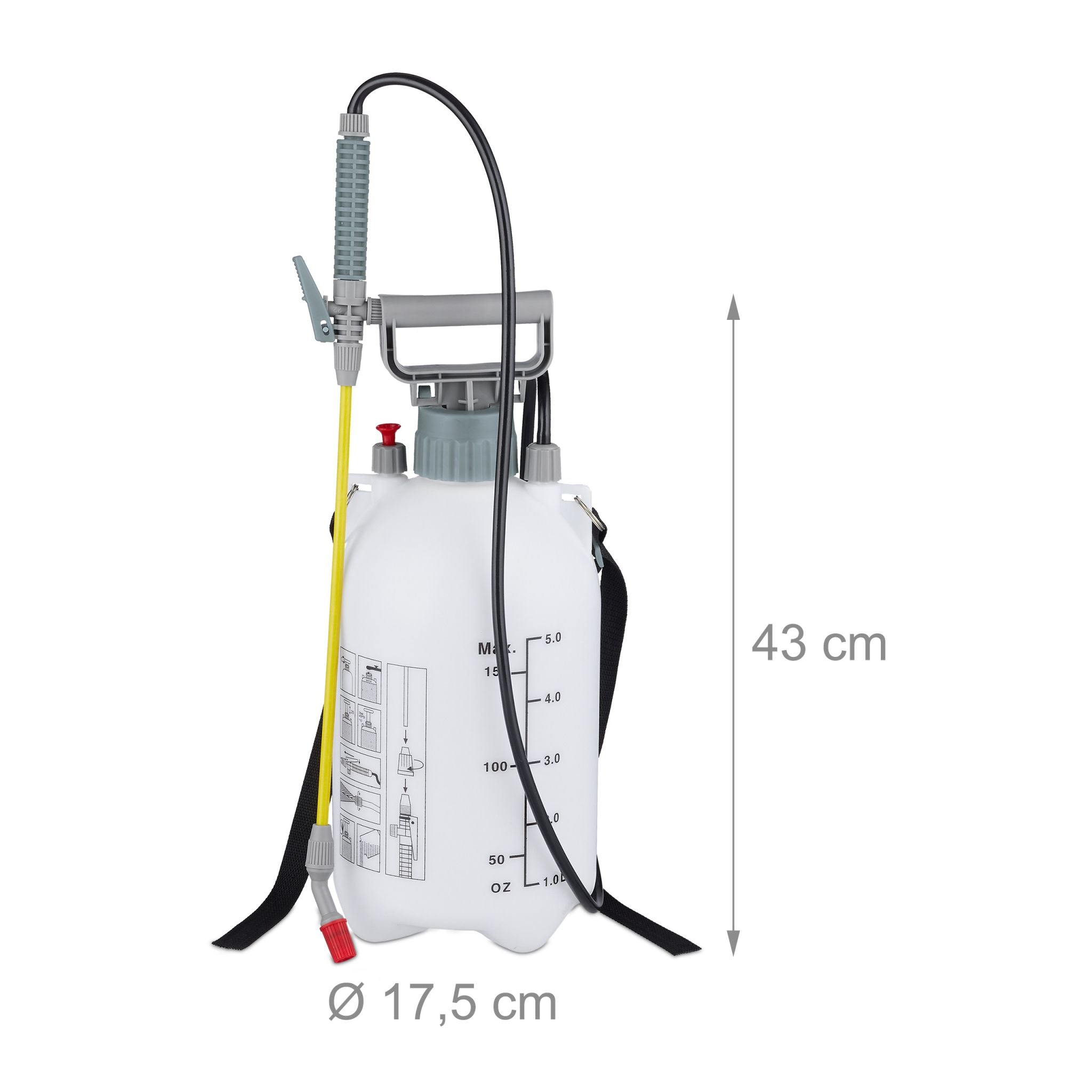 Drucksprüher 5 l Weiss-Schwarz-Grau von Relaxdays