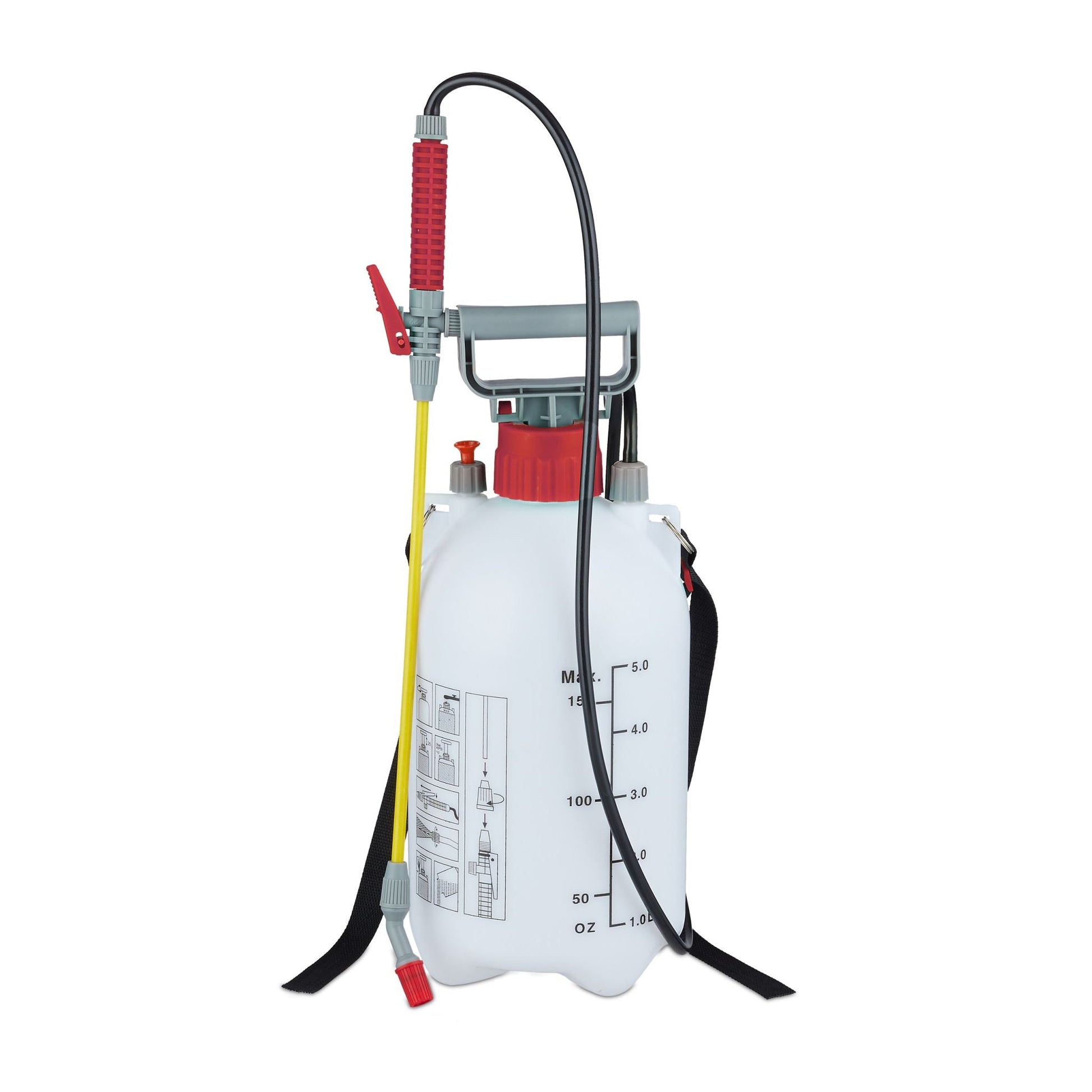 Drucksprüher 5 l Weiss-Rot-Schwarz von Relaxdays