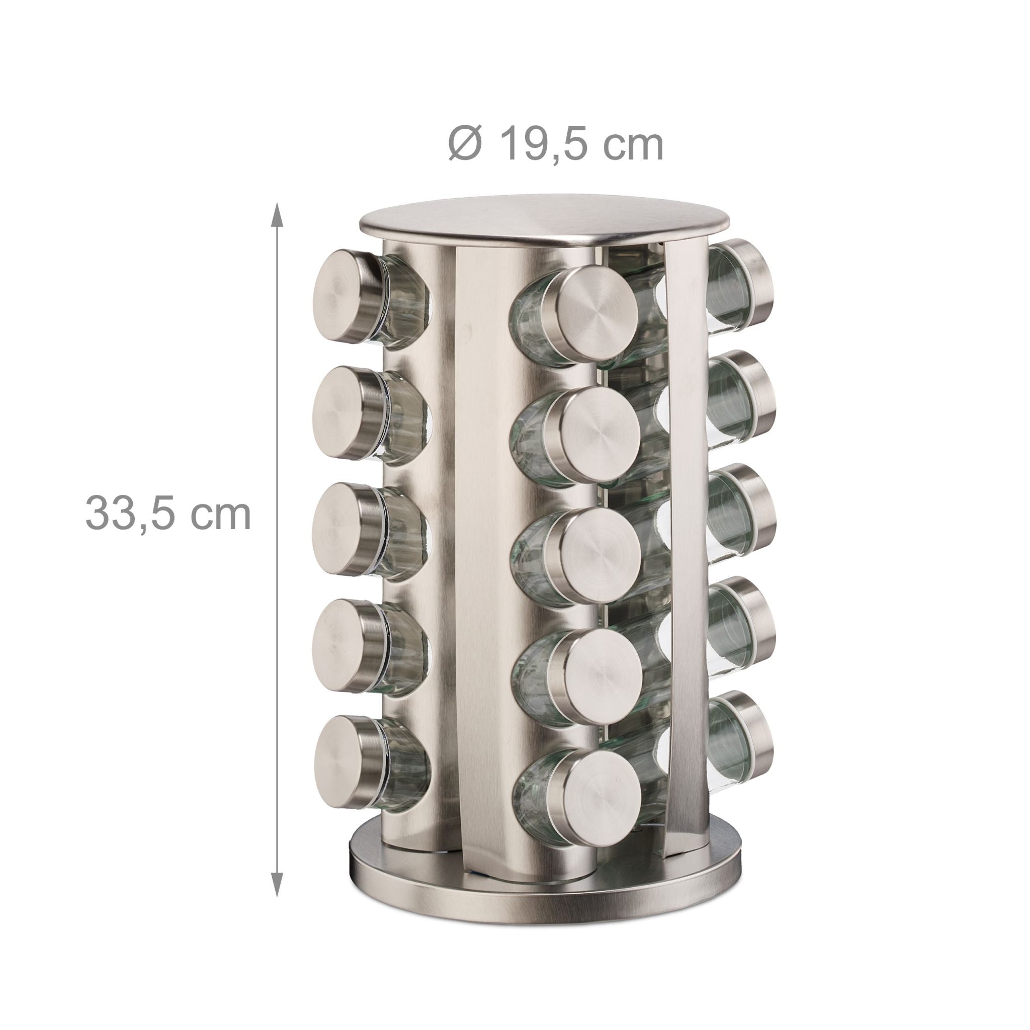 Drehbares Gewürzkarussell mit 20 Gläsern Silber-Transparent von Relaxdays